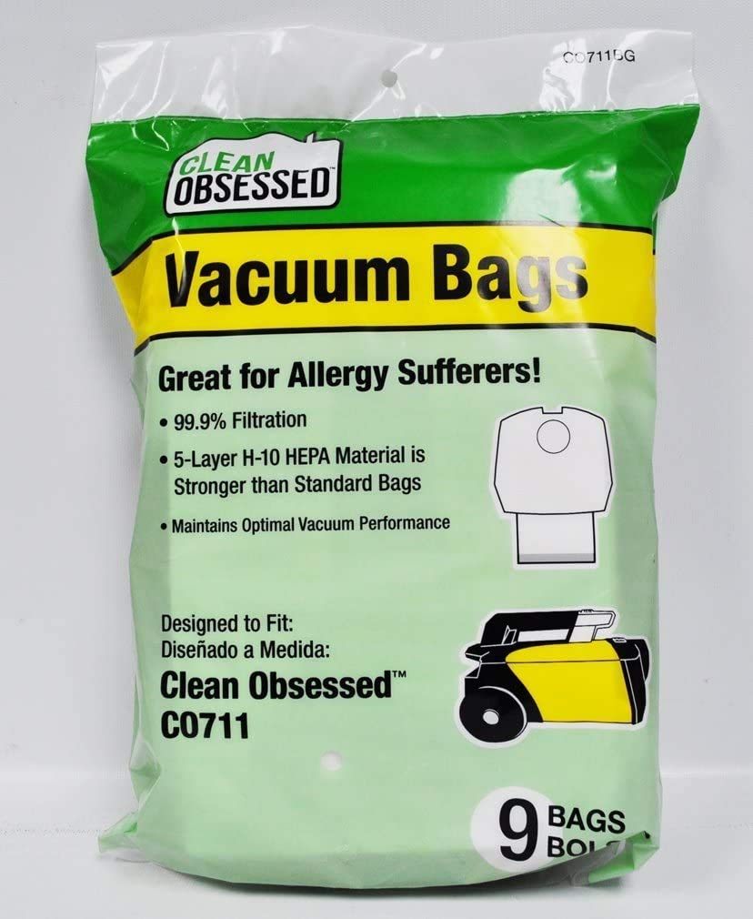 Clean Obsessed CO711 Canister Vacuum Cleaner Hepa Paper Bags (18 Bags)