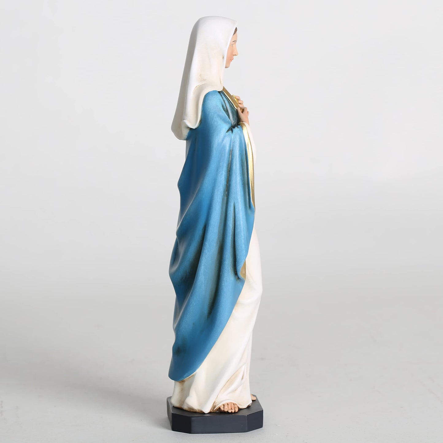 BC Catholic Immaculate Heart of Mary Statue, 10" H Blessed Holy Mother Virgin Mary Figure for Altar, Devout Home Decor, Religious Gifts to Mom, Hand Painted Renaissance Sculpture by Buildclassic