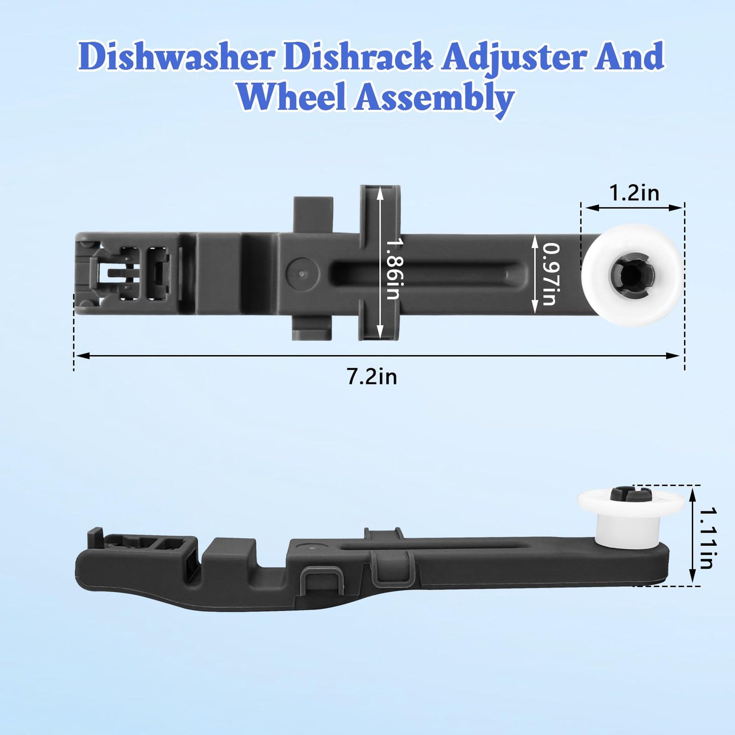 W10571738 Dishwasher Upper Dishrack Adjuster And Wheel Assembly Compatible with Whirlpool Maytag Dishwasher Top Rack Wheel Assembly Replacement Parts 3449627 PS11756470 WPW10571738 AP6023130 (4 Pack)