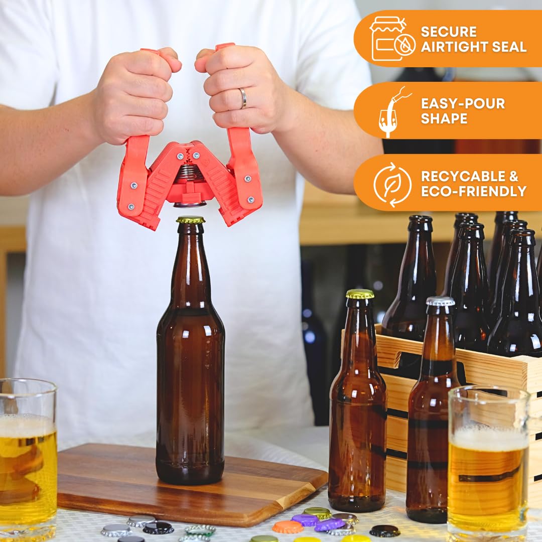 FastRack Amber Beer Bottles 12oz (Pack of 48) | Longneck Glass Beer Bottles with Pry-off Crown Finish for Home Brewing Mead, Cider & Kombucha | Durable Brewing Bottle & Bottling Kit