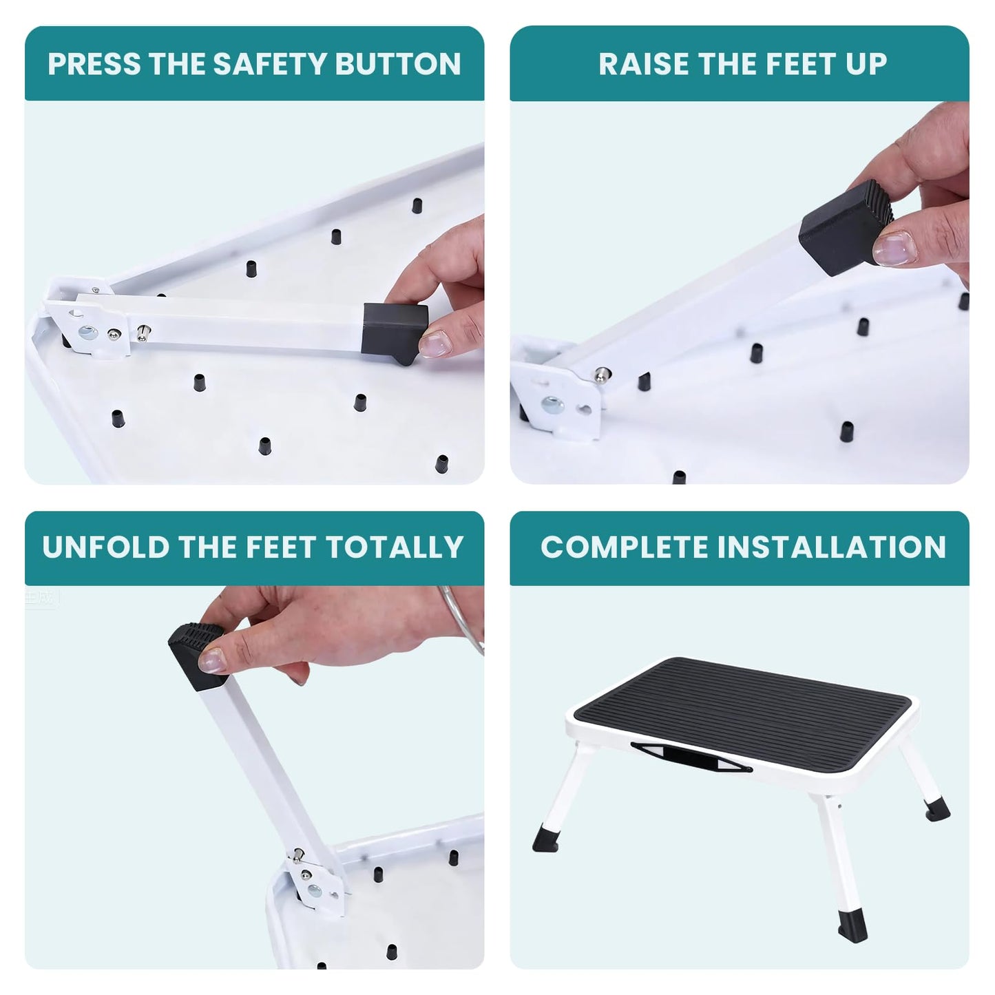 OLIXIS Foldable Step Stool 2 PCS with Non-Slip Platform & Rubber Feet, 1-Step Ladder with Carrying Handle, 330lbs Capacity Sturdy Metal Foldable Stool for RV, Truck, Home Kitchen, Indoor & Outdoor Use