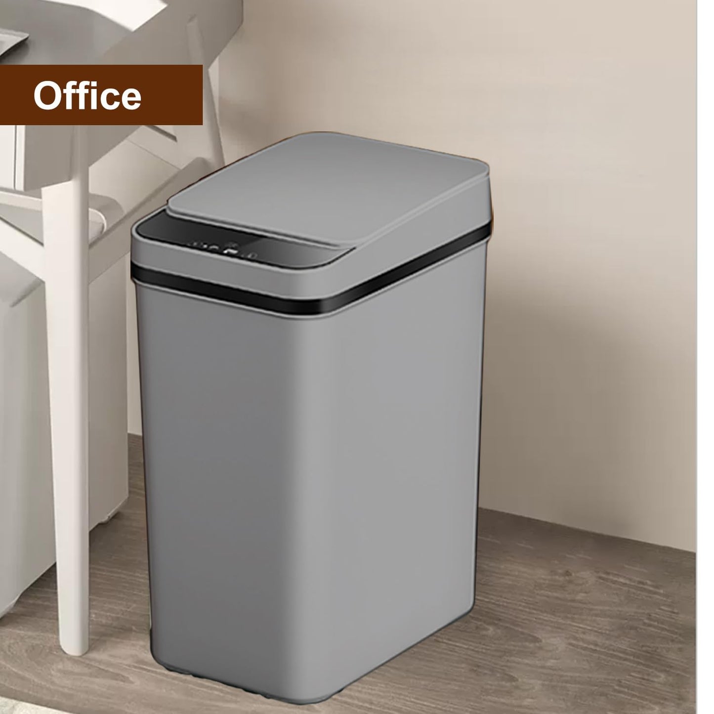 Yatmung 3 Pack - Small Trash Can with Lid for Bathroom 2.5 Gallon Automatic Trash Cans Touchless - Bedroom, Kitchen, Office - Slim Smart Garbage Can - Motion Sensor Trash can Bathroom (Grey)