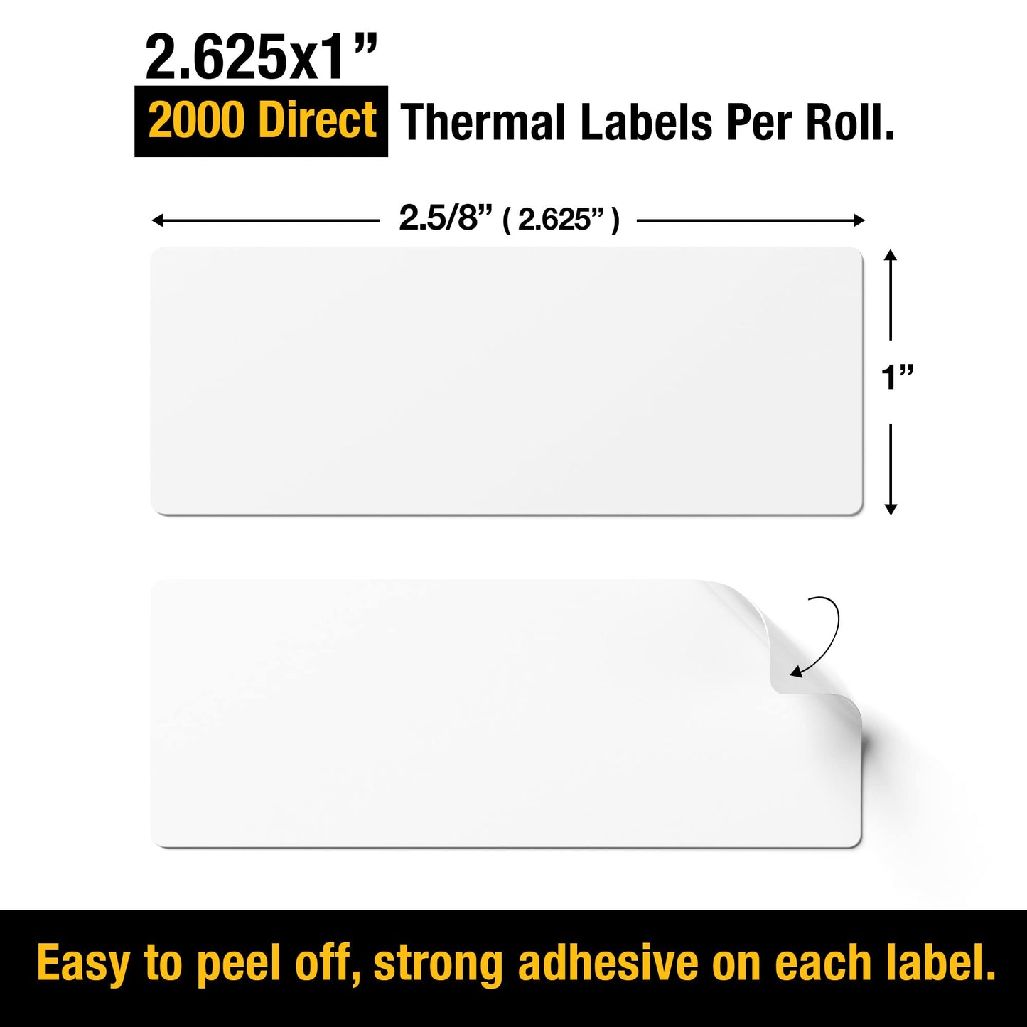 Jumuk Supplies 2 5/8" X 1” Direct Thermal Labels 2000 Per Roll Perforated Sticker for Barcode Shipping Labels Desktop Label Printers for Multipurpose Shipping Address (6 Rolls (12,000 Labels))