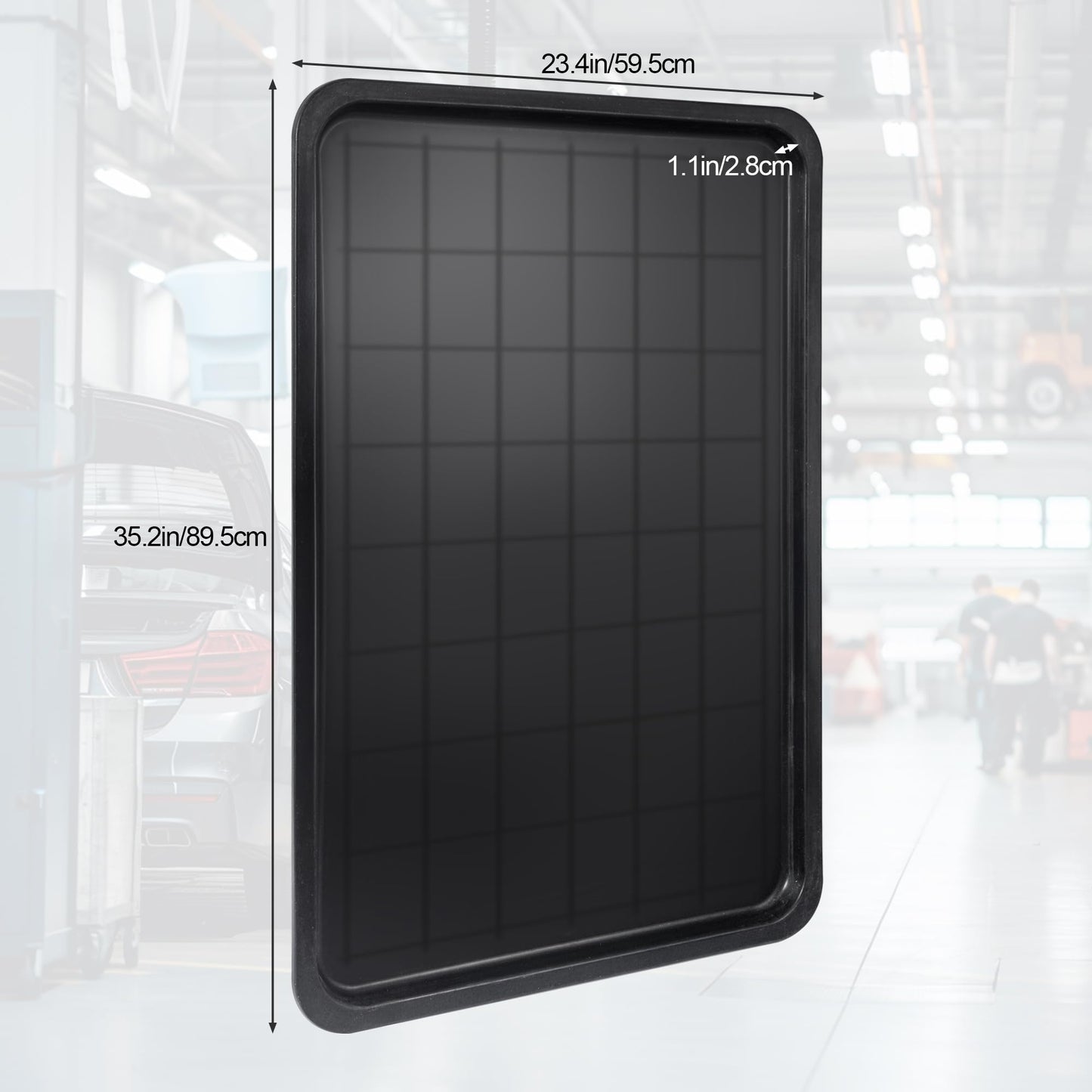 Halonik 3pc Black Plastic Rectangular Stackable Automotive Drip Pans, 35.2 x 23.4 Inches, Matte or Glossy Finish, 3pc Replacement Range Drip Pans, for Car Maintenance, Cleaning, Pet Care