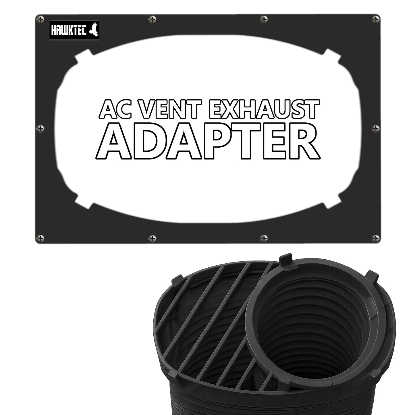 AC Vent Exhaust Hose Adapter Plate for DIY Window and Sliding Doors compatible with Midea Duo (Black)