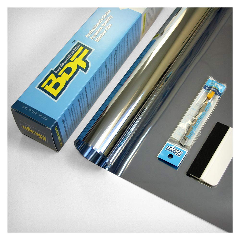 BDF S05 Window Film Daytime Privacy and Heat Control Mirror Silver 5 (Very Dark) - 36in X 12ft