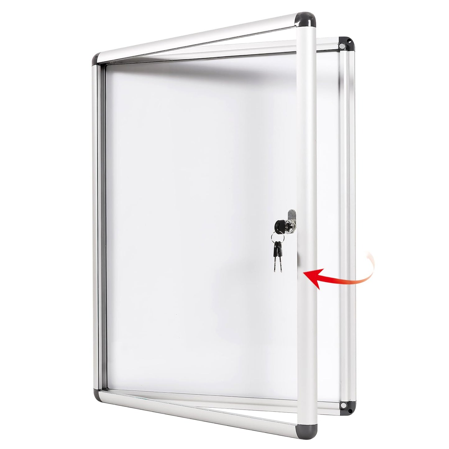 SWANCROWN Enclosed Bulletin Board 20x14 in Lockable Magnetic White Board Wall Display Case, Aluminium Frame, 2xA4