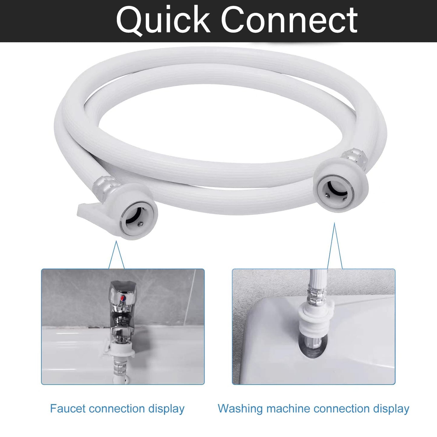portable washing machine hoses, Suitable for Twin Tub washing machine, mini washing machine,(quick connect) (PVC, 9.84FT/3 Meters)