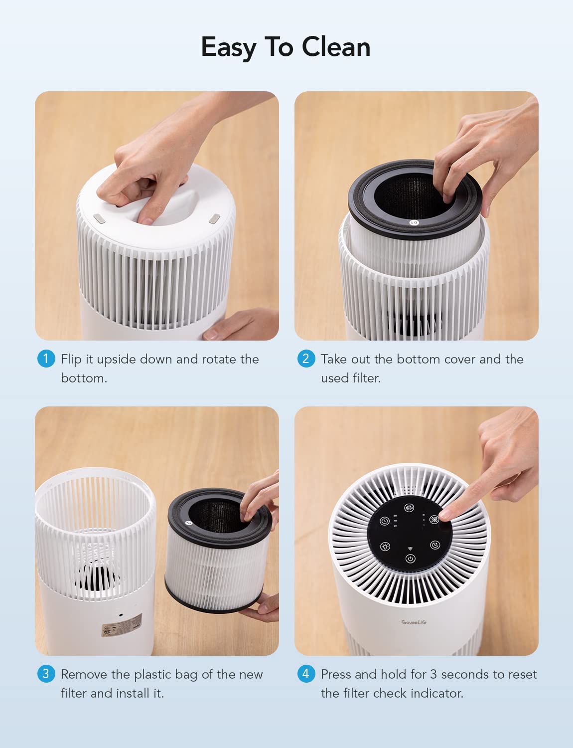 GoveeLife Air-Purifier Replacement Accessories only for H7120101, 2 Pack, H11 HEPA