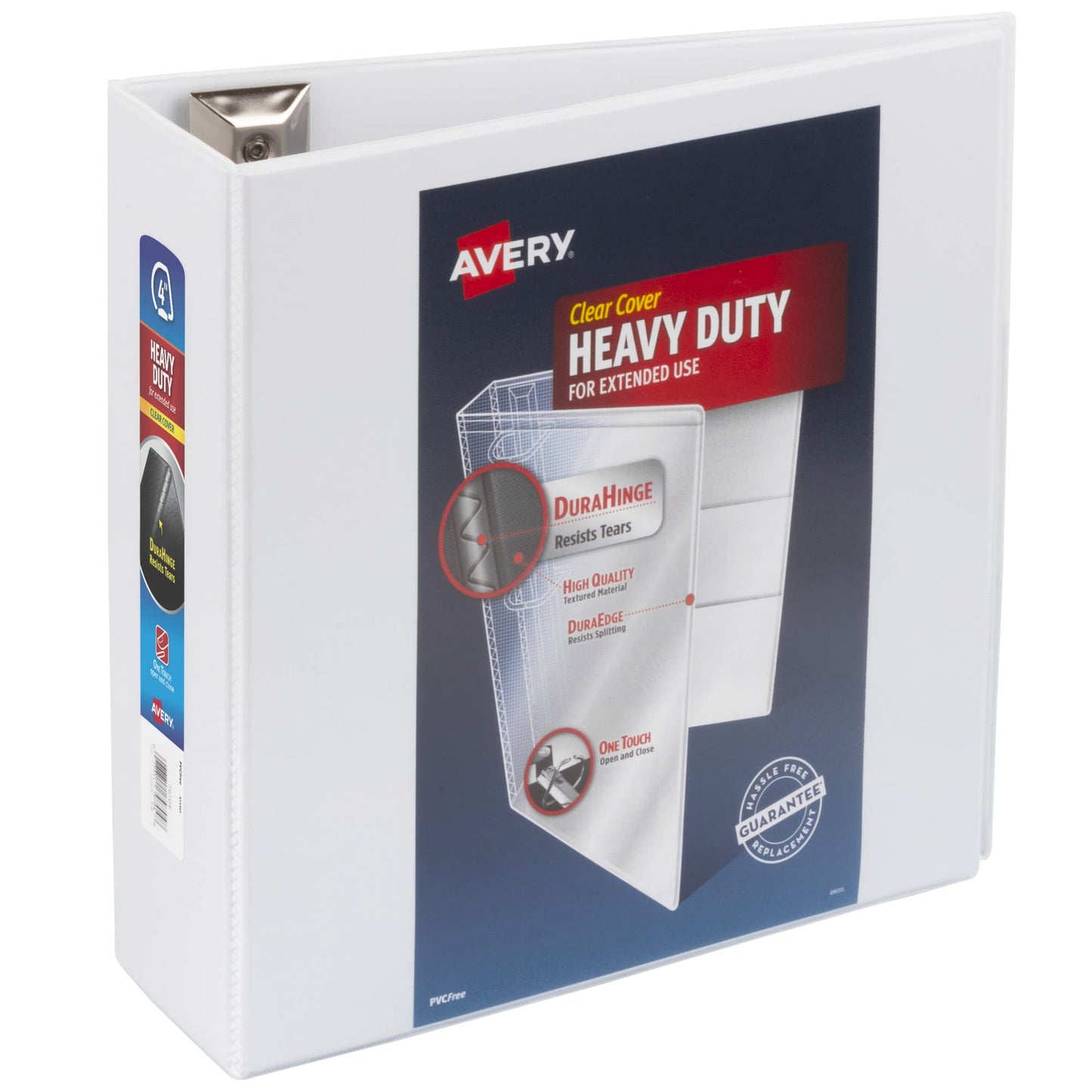 Avery Heavy-Duty View 3 Ring Binders, 4" One Touch Slant Rings, 760-Sheet Capacity, 4.5 Inch Wide Spine, Great for Home, School Supplies, Office, or Organization Needs, White Binders (4-Pack of 79704)