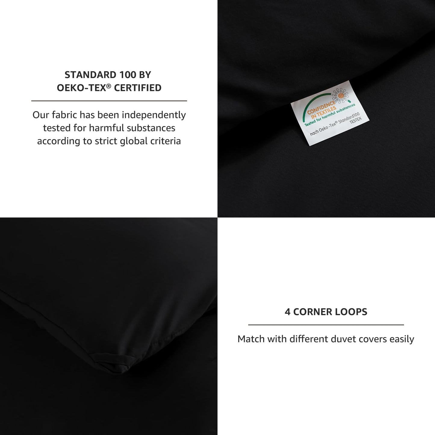 CozyLux King Size Comforter Set Black, 3 Pieces Solid Comforters King Size Breathable Quilted Style Bedding Set, Luxury Soft Microfiber Down Alternative Comforter Bed Set (1 Comforter & 2 Pillowcases)