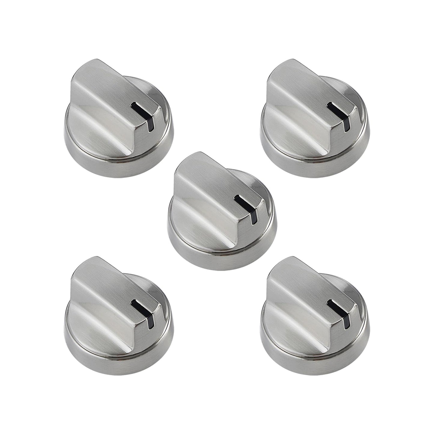 WB03X29354 Stove Knobs Stainless Steel Cooktop Replacement Parts for GE Cooktop Knob PGP7036SLSS Gas Range Oven Profile Knob PGP9030SLSS PGP9036SLSS Burner Control Metal Stove Top Knobs 5 Pcs