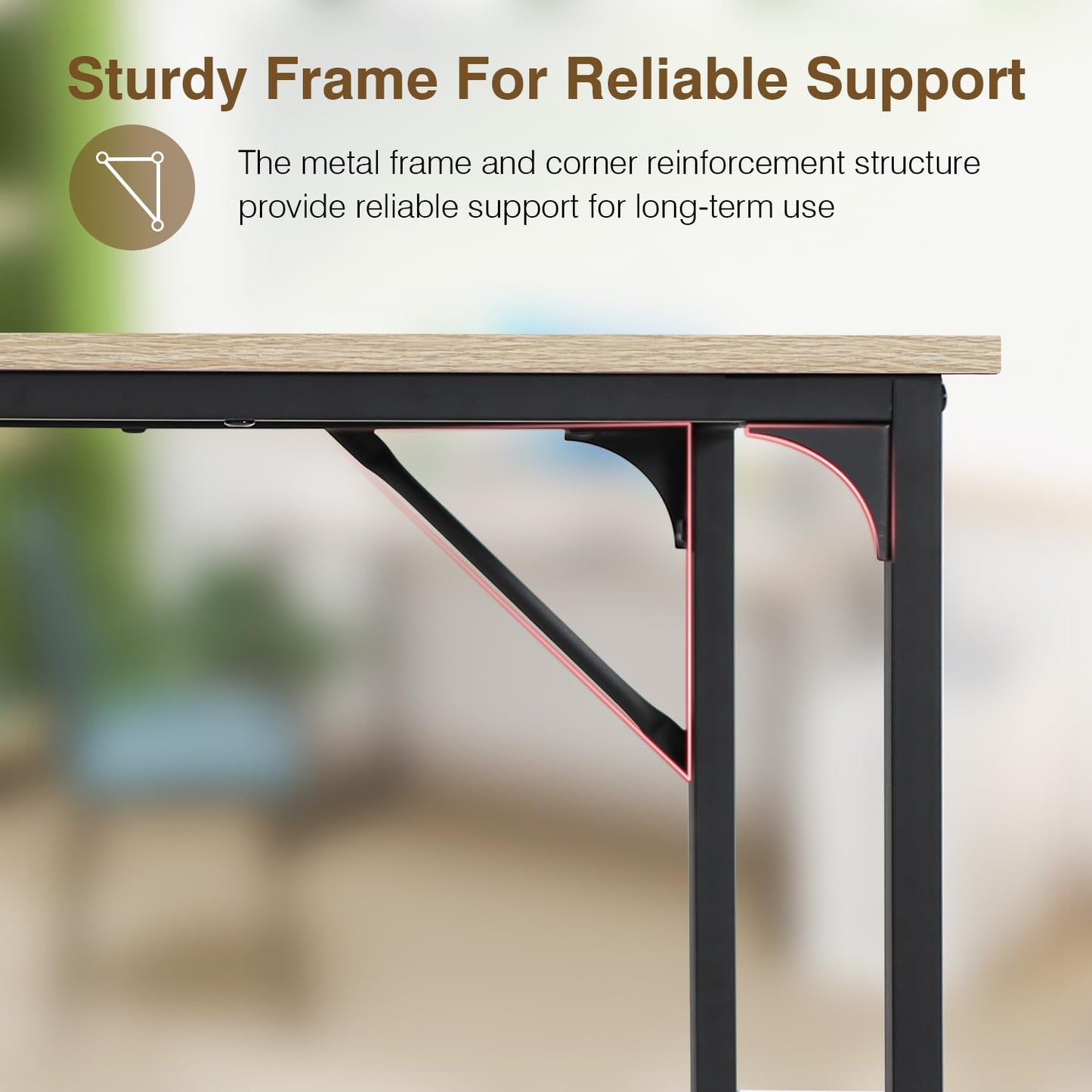 FDW 47 inches Computer Desk/Home Office Desk/Writing Study Table/Modern Simple Style PC Desk with Metal Frame,Nature