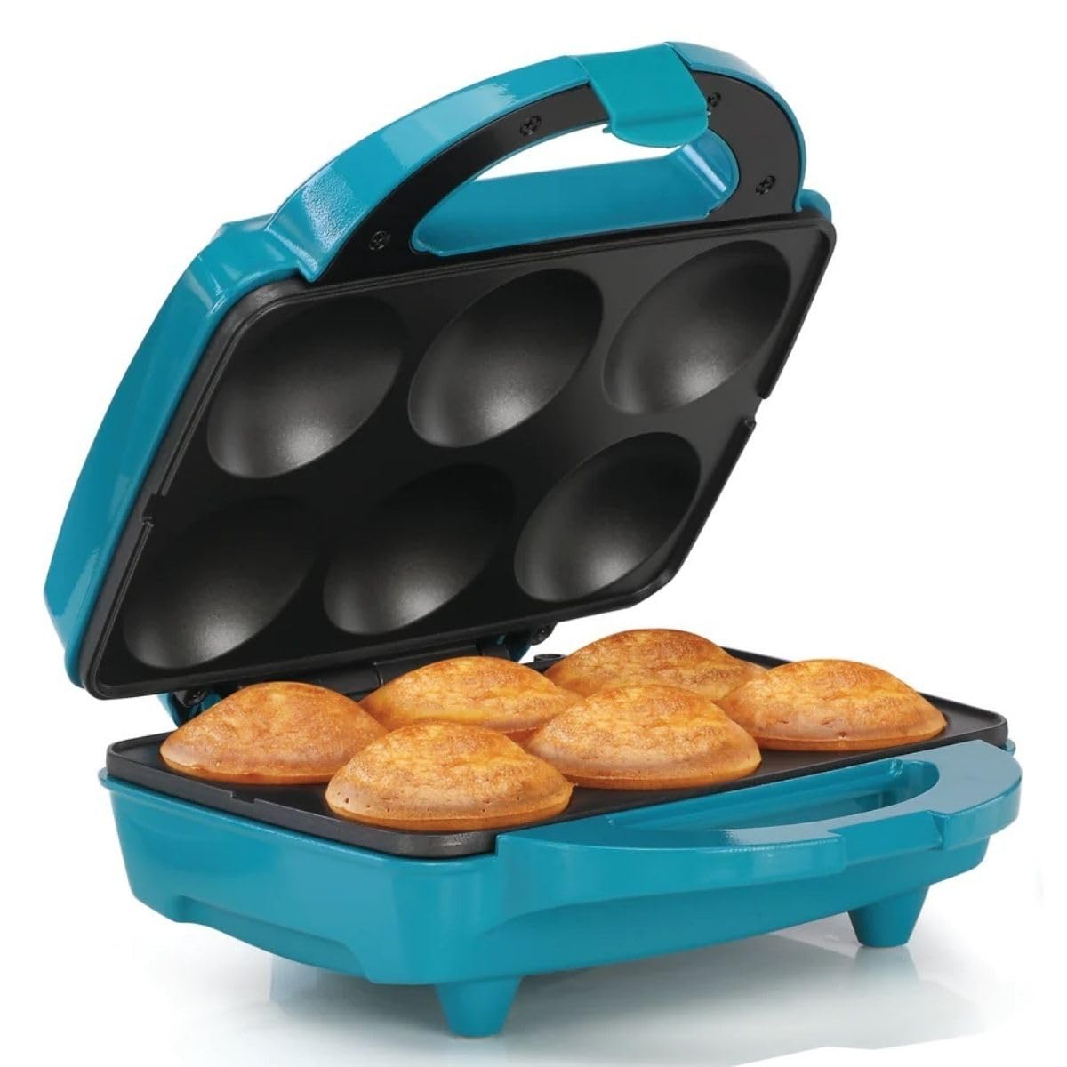 Holstein Housewares Non-Stick 6-Count Electric Cupcake Maker Machine – Bakes 6 Cupcakes, Muffins, Pizza Cups, Cinnamon Buns – Perfect for Gifts, Birthdays, Holidays, or Bake Sales, Teal