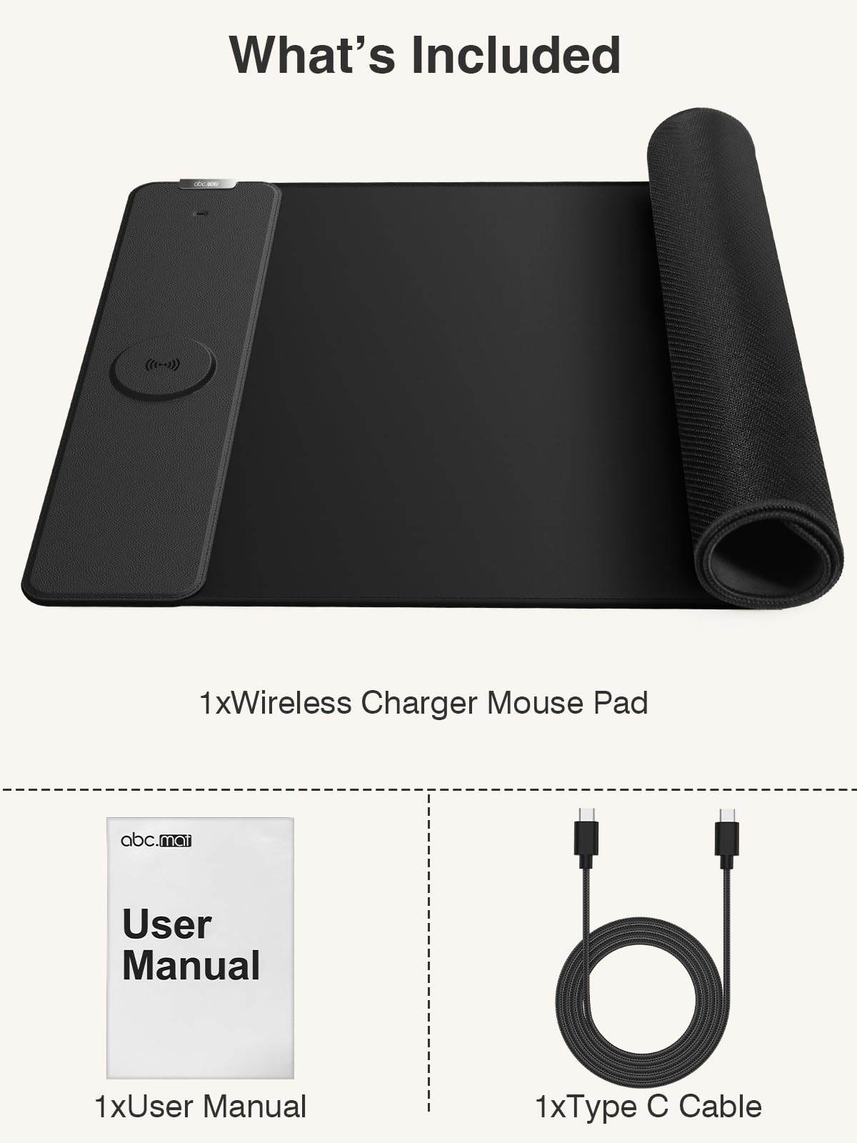 2-in-1 Mouse Pad with Magnetic Wireless Charging for Phone, 31.5"x15.8" Large, Waterproof Smooth Surface, Non-Slip Base, No Adapter, Black