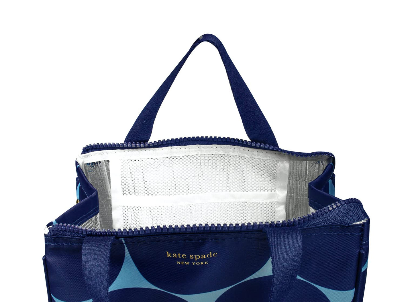 Kate Spade New York, Portable Soft Cooler Lunch Bag with Silver Insulated Interior Lining and Storage Pocket, Joy Dot