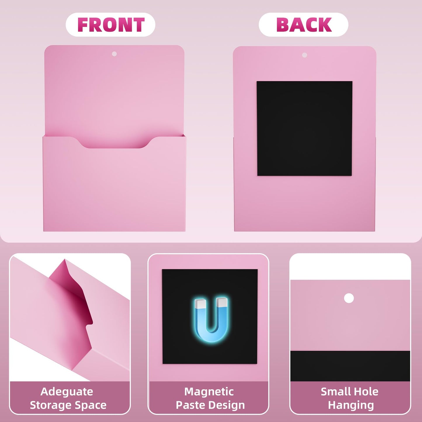 Magnetic File Holder - Magnetic Paper Holder, Pocket Organizer Office Supplies Storage Mail Organizer for Notebooks,Planners,Letter (6P)