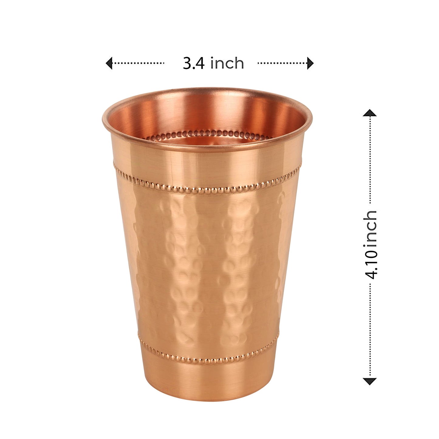 JYPR Hammered Pure Copper Water Drinking Glasses Set of 2 Large 13 Oz Drinking Cups Copper Ayurvedic Health Benefits Tumblers Beautiful Handcrafted Design Cup Best Gift