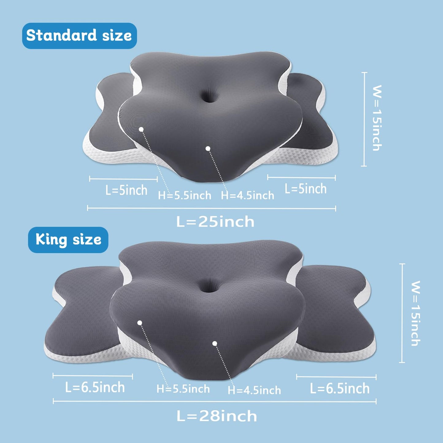 Ergo Pillow for Sleep Apnea, Neck Pain, and Snoring Relief | Cervical Neck Pillow for Side Sleepers | Orthopedic Memory Foam with Ergonomic Support