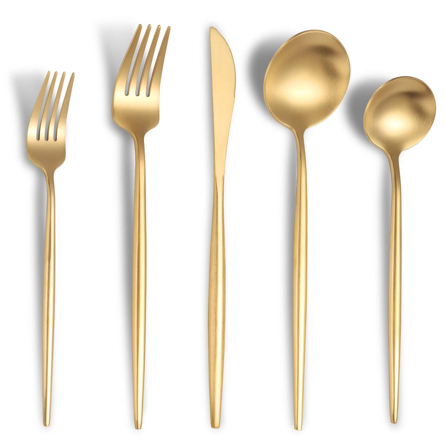 Lemeya Matte Gold Silverware Set for 6,Modern Stainless Steel Brushed Cutlery Set,30-Pieces Heavy Duty Flatware Set,Knives Spoons and Forks Set Utensils Set,Satin Finish,Dishwasher Safe