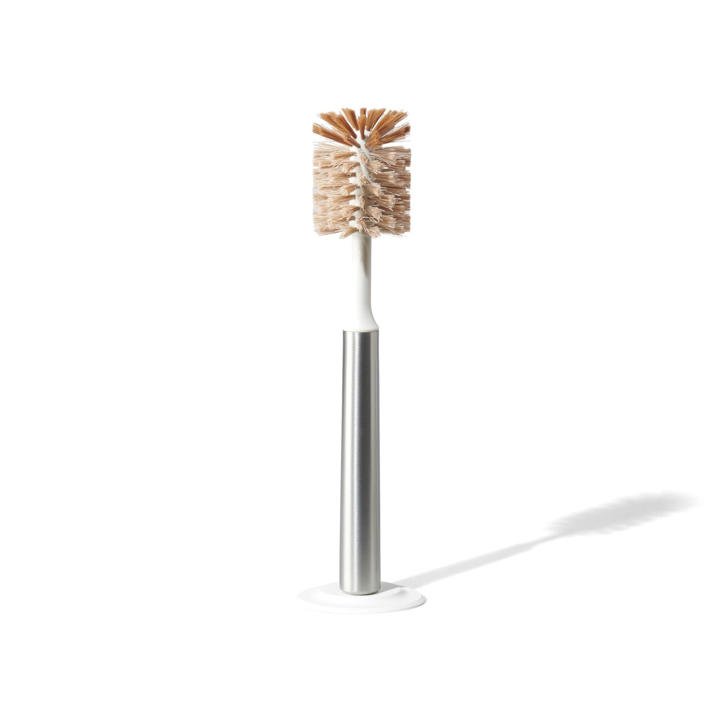 Curio Home Goods Ionic Bottle Brush, Magnetized to Stand Upright, Stainless Steel with Replaceable Head, Silver