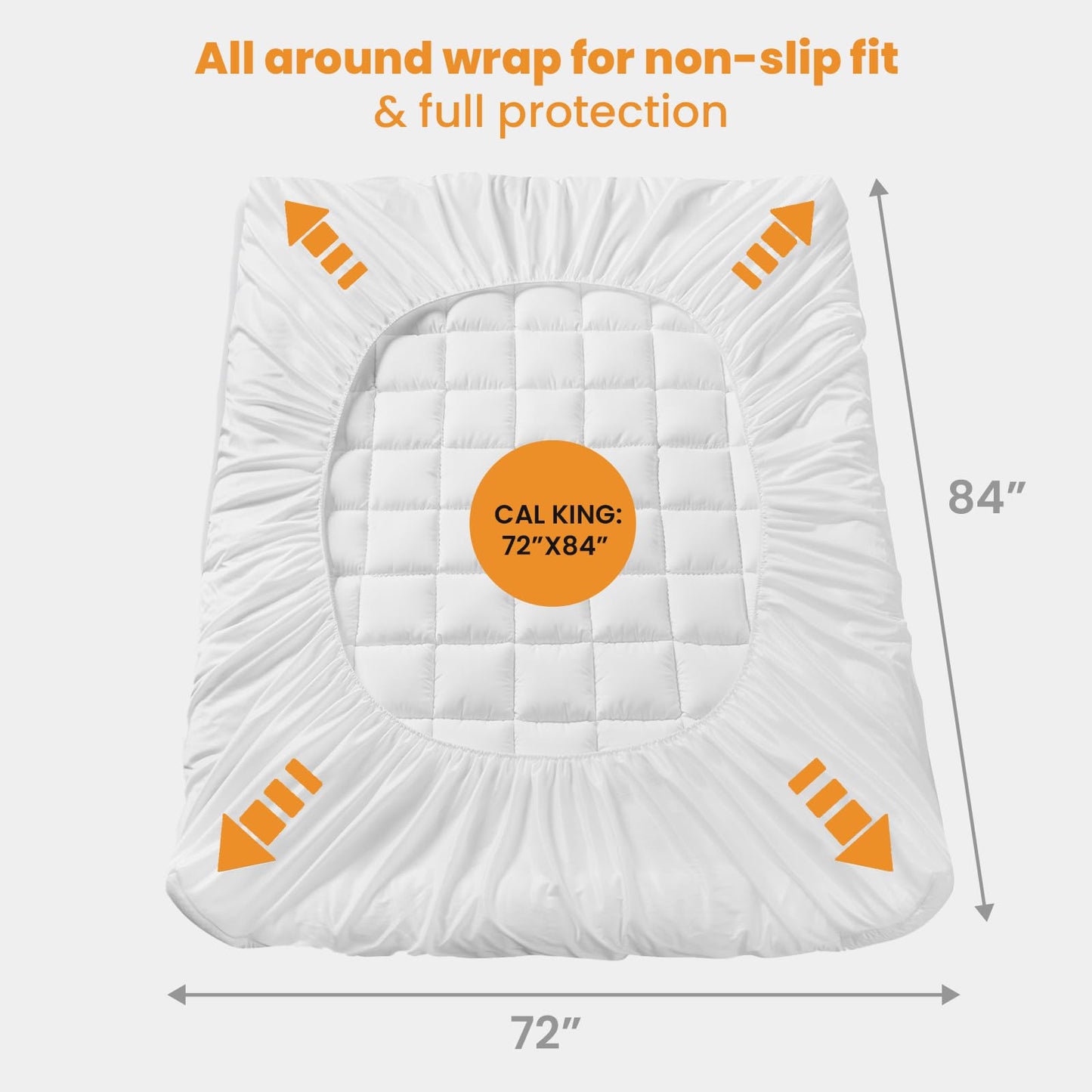 MATBEBY California King Mattress Pad - Cooling Breathable Mattress Topper, Quilted Fitted Mattress Protector, Pillow Top Mattress Cover with 8-21" Deep Pocket, Soft, Machine Washable, White, Cal King