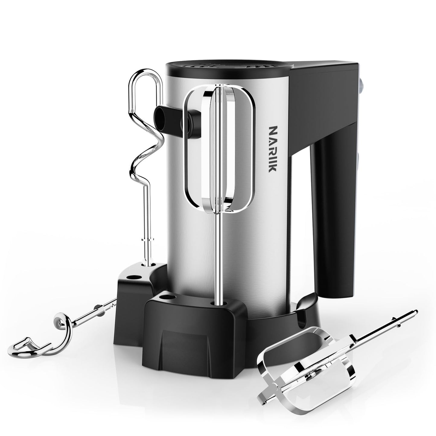 Electric Hand Mixer, Kitchen Handheld Mixer, Turbo Boost/Self-Control Speed + 5 Speed + Eject Button + Stainless Steel Hand Beaters*2 & Dough Hooks*2, Small Mixer for Cream/Cookies/Dough