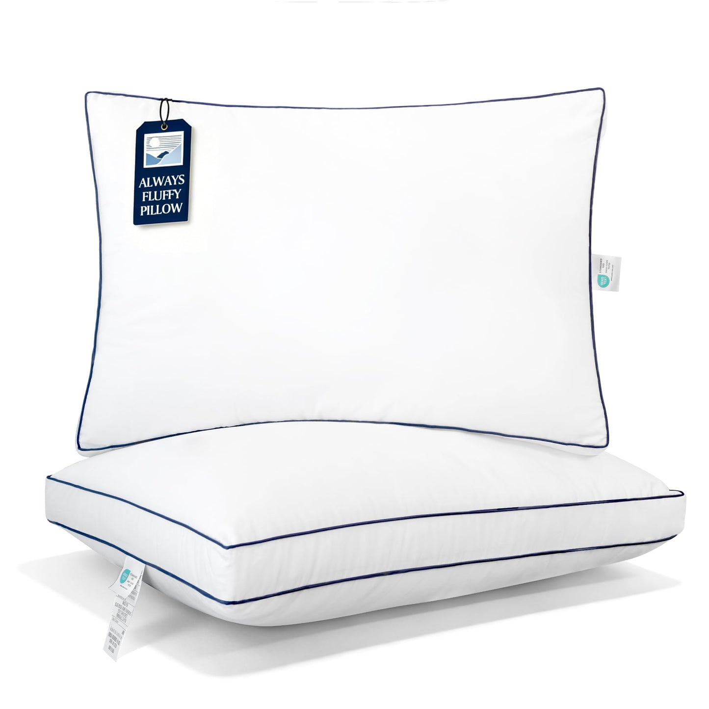 Blue Ridge Home Fashions Hotel Collection Pillows Queen Size Set of 2, Medium Soft Down Alternative Fill with Gusseted Design, Breathable 400 Thread Count Cotton Cover for All Sleep Positions
