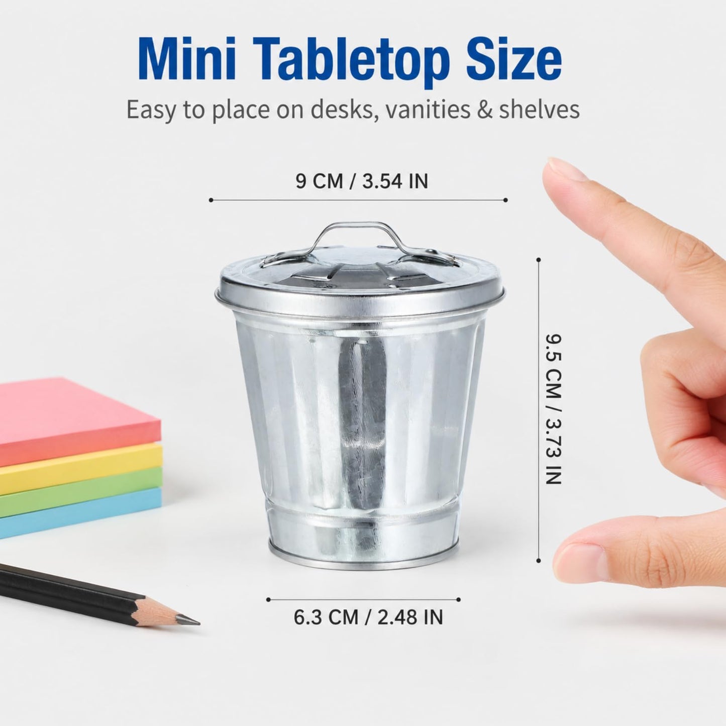 jojofuny 12 Pack Mini Trash Cans with Lids, 3.7 Inch Silver Metal Garbage Can Favor Buckets, Small Desktop Bins for Trash Truck Birthday Party, Office Desk, Craft Storage, Pen Holder, Mini Planter