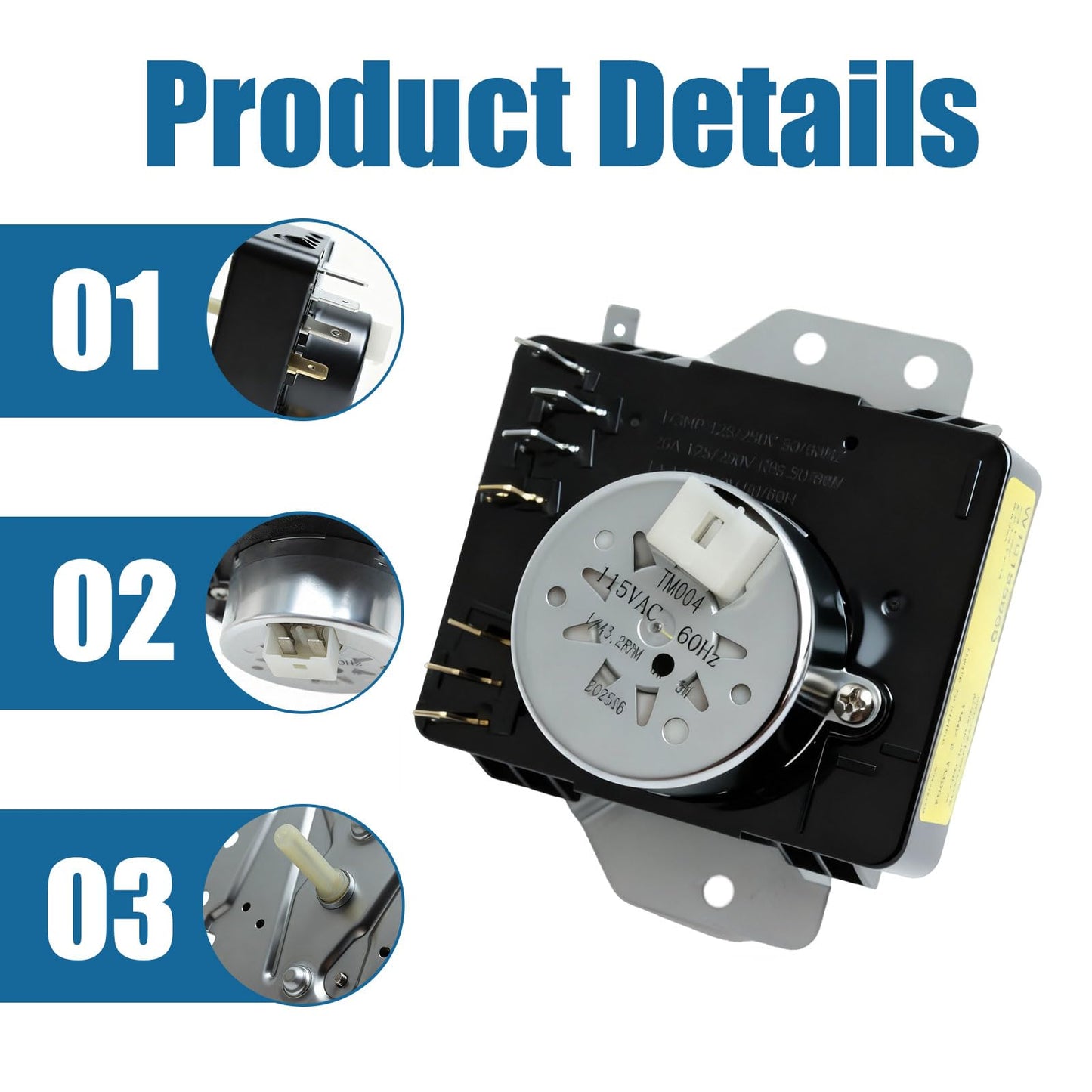 W10185969 WPW10185969 1481698 Dryer Timer Fits for Whirlpool 7MWG45500SQ1 7MWG45500ST1 Maytag 7MMGP0035WQ0 Estate EGD4400WQ0 EGD4400WQ1 Replacement AP6016534 PS11749824 EAP11749824 418-093-20-B5