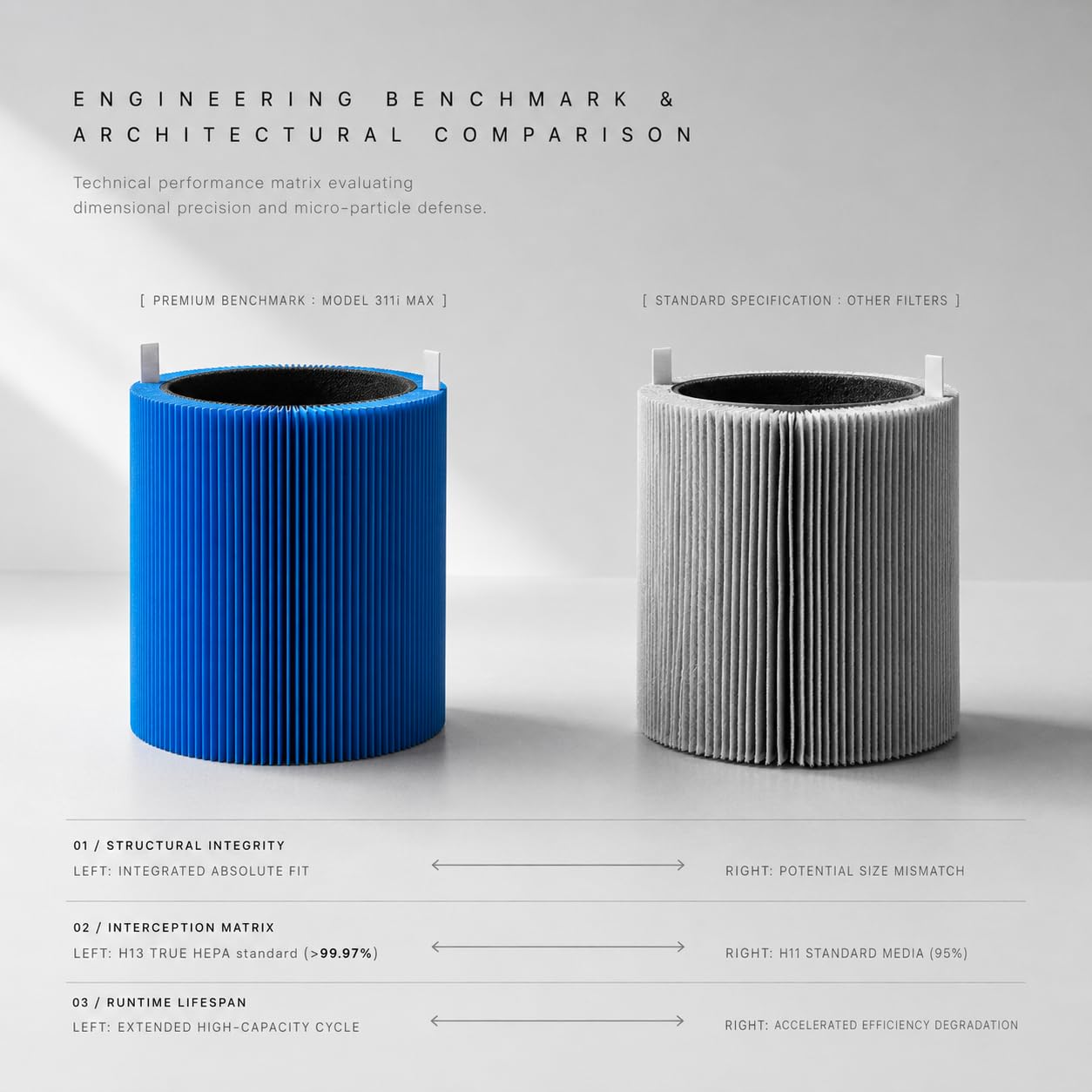 Bluearks Blue Pure 311i Max AllergenBlock Air Purifier Filter Replacement, H13 Ture HEPA and High-Efficiency Activated Carbon Filters, Replacement Part #F3MAX【Not For 311i+ Max】