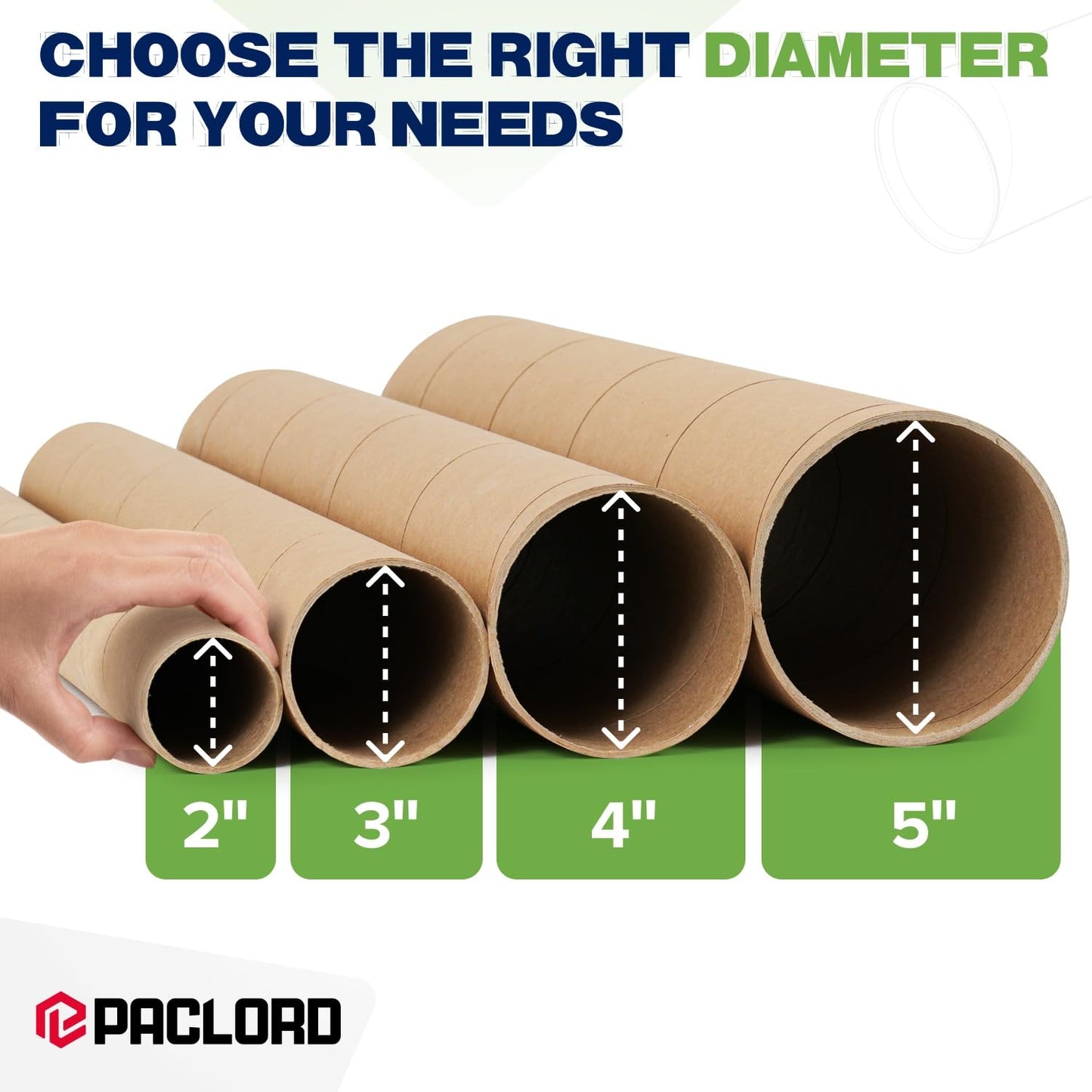 4" x 48" Reinforced Kraft Paper Mailing Tube, Pack of 2 Tubes with 4 Caps – Secure USPS Approved Poster Tube – Made in USA Cardboard Tube for Shipping and Storing Posters, Prints, Artwork