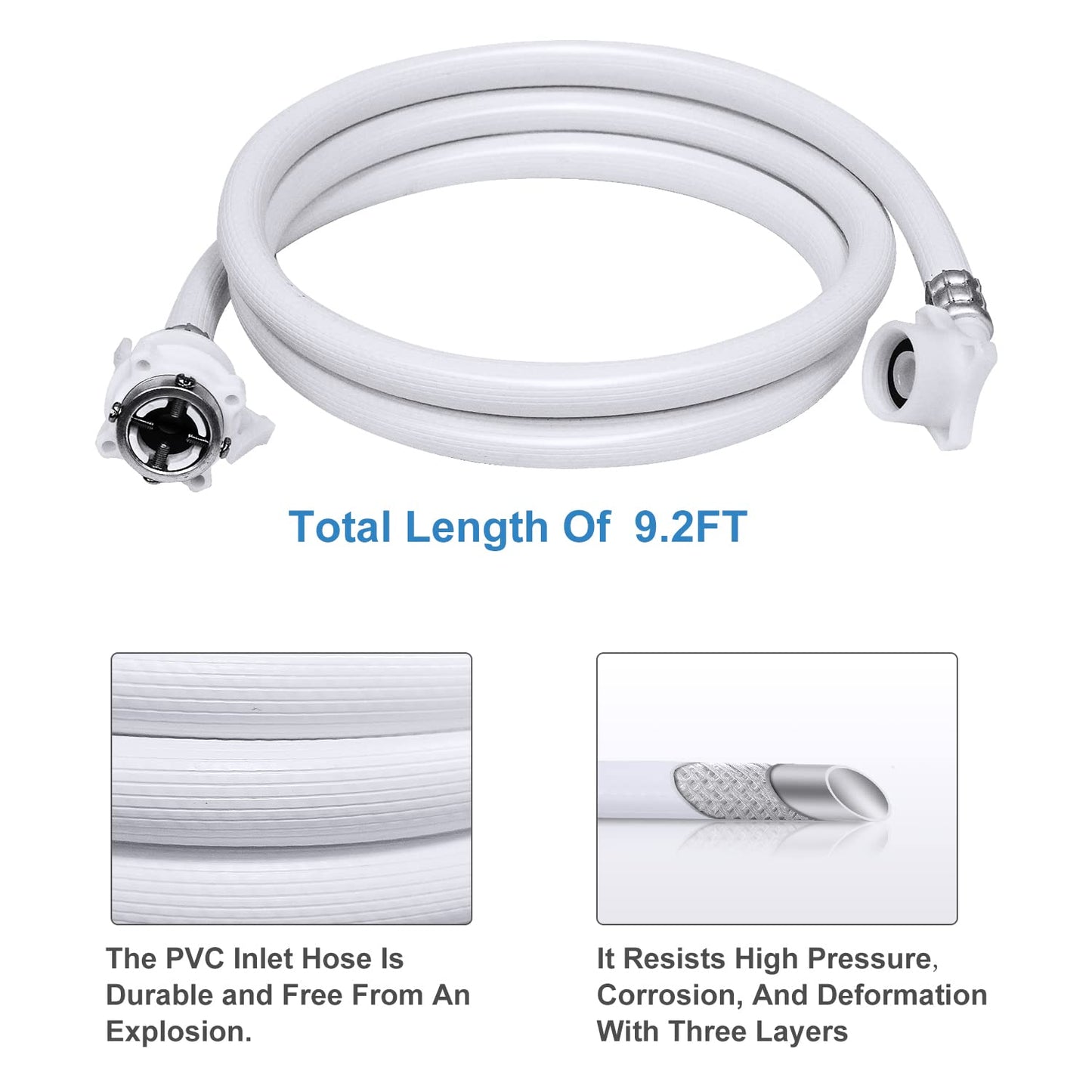 Washing Machine Hoses, Portable Water Inlet Connection and Supply Line, (90 Degree Elbow) quick connect