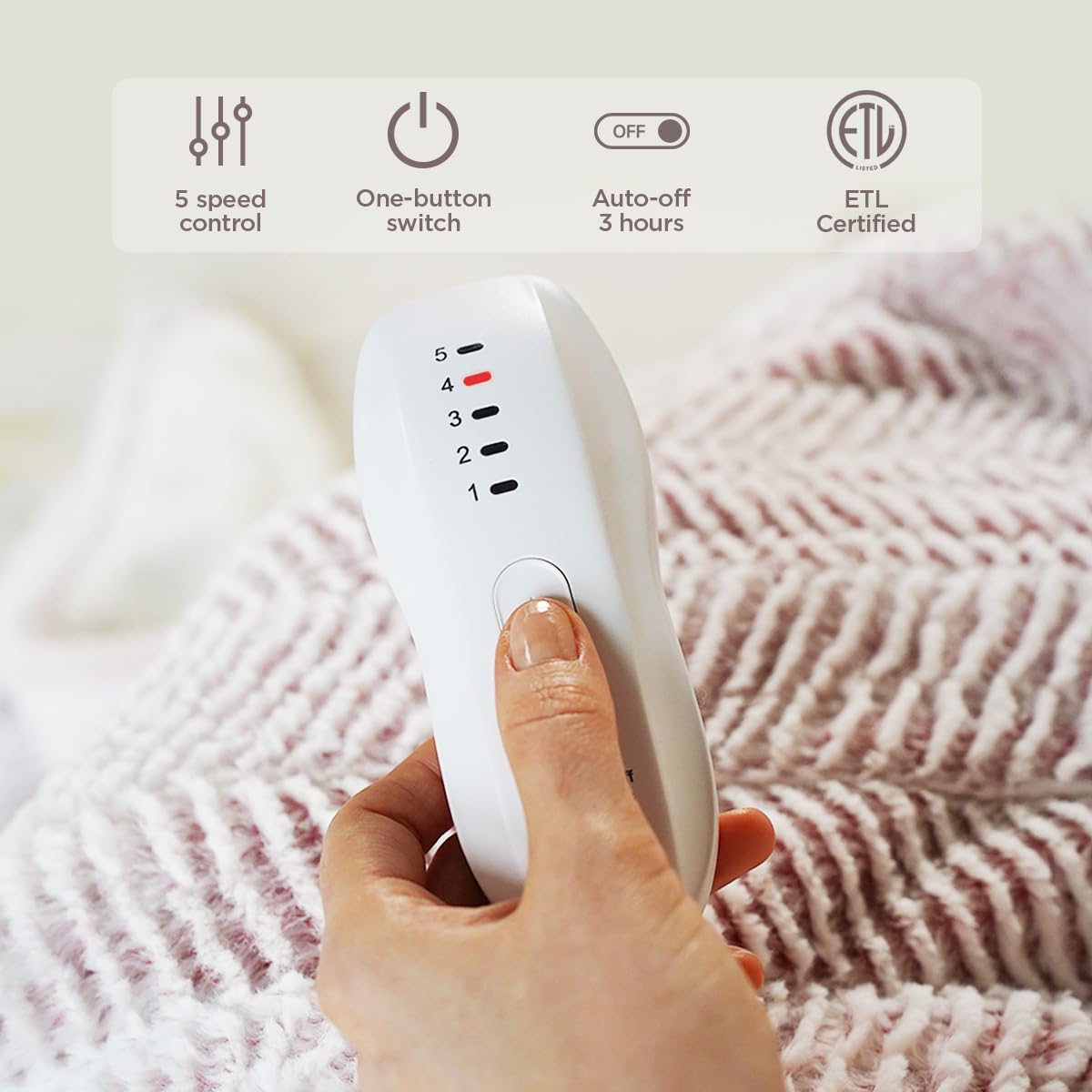 Templewet Heated Blanket Electric Blanket 50" x 60" - Cozy Soft Heated Throw with 5 Heating Levels & 3 Hours Auto Off,Machine Washable,ETL & FCC Certification(Frosty Pink)