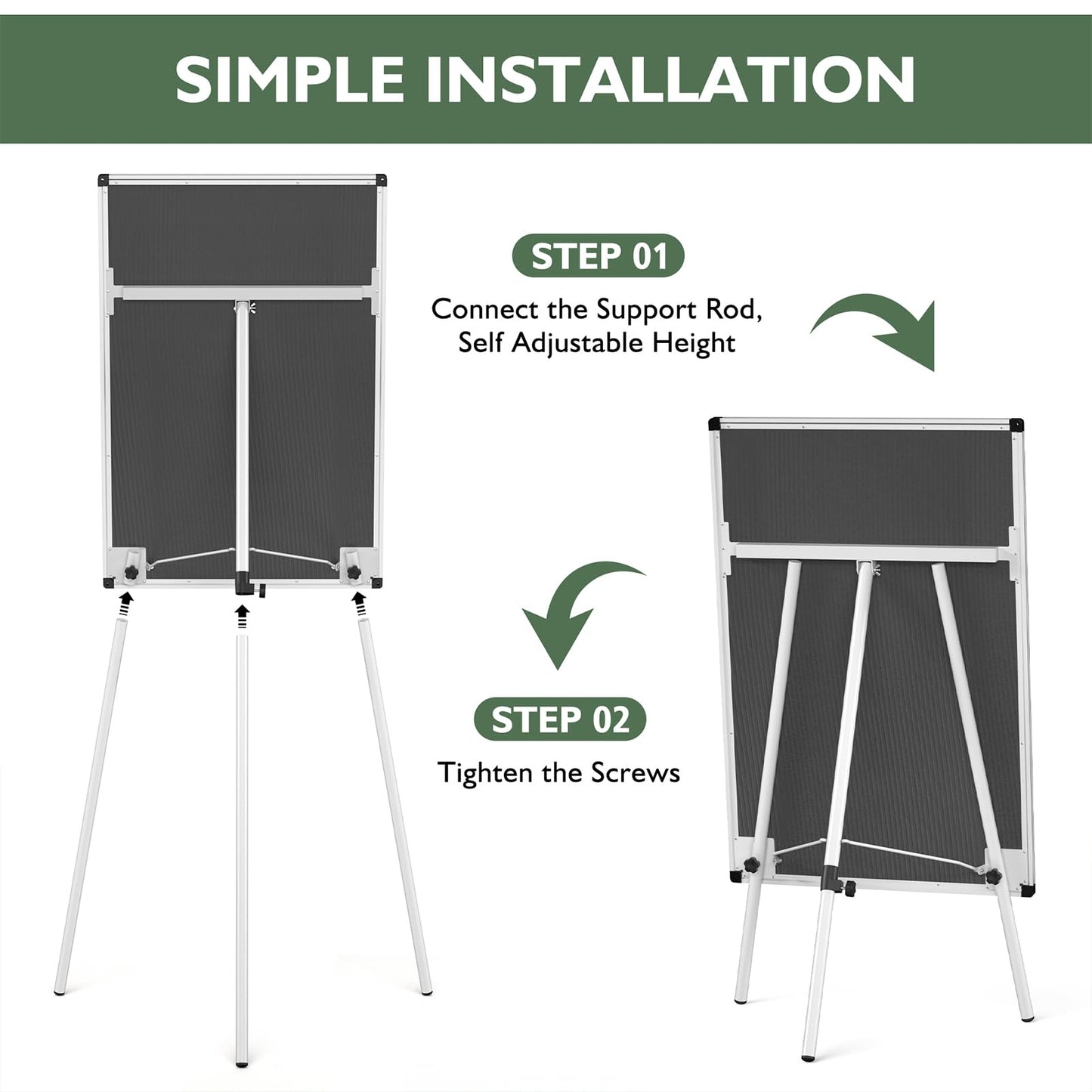 Magnetic Whiteboard Easel Stand, Dry Erase 36 x 24 White Board with Height Adjustable Tripod Stand, 3' x 2' Flipchart Easel Stand Presentation Board, 6 Magnets, 1 Eraser, 2 Pens