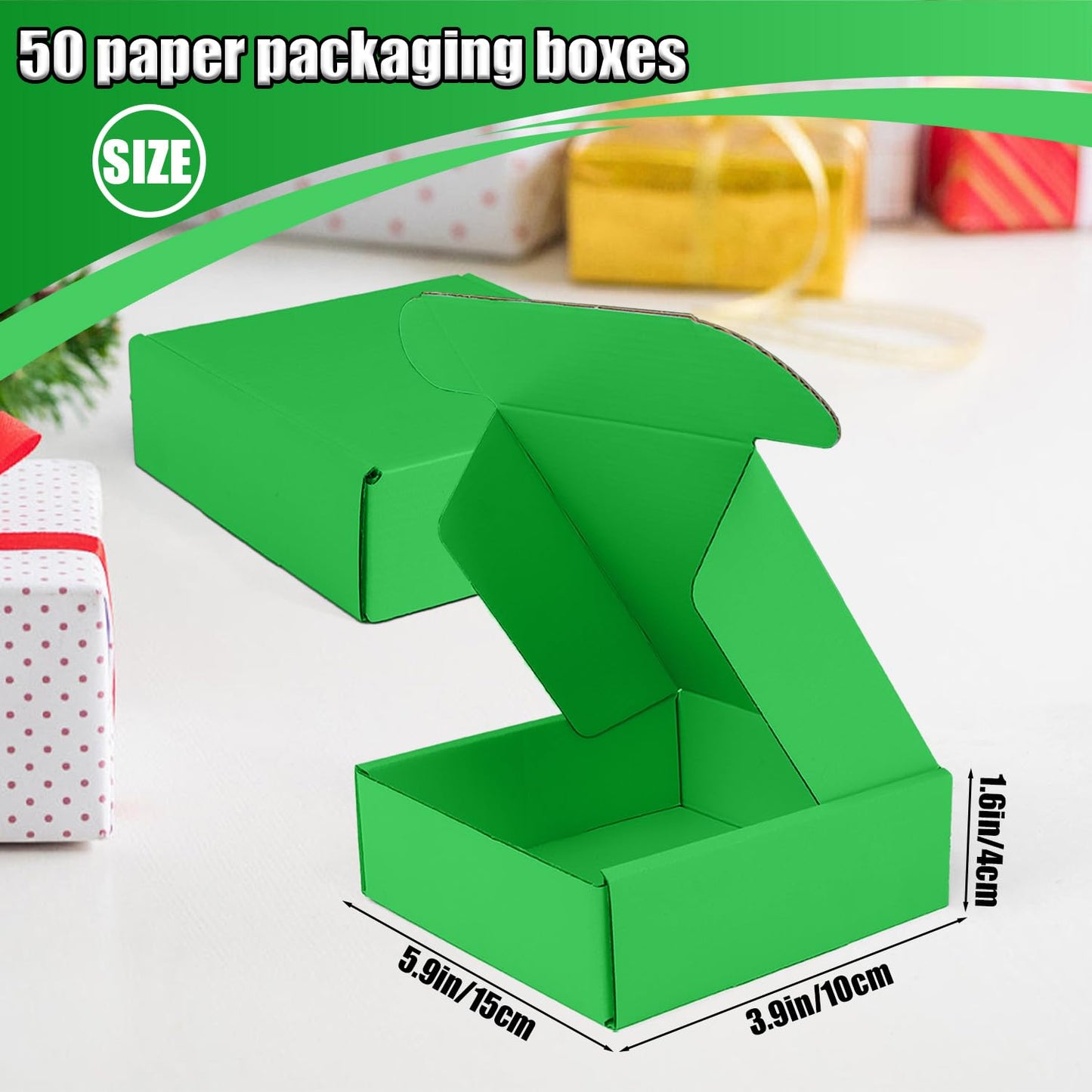 Small Shipping Boxes, 50 Pack Cardboard Box Corrugated Mailer Boxes Small Corrugated Boxes For Shipping Packaging Craft Gifts Giving Products, 6 x 4 x 1.6 Inches (Grass Green)