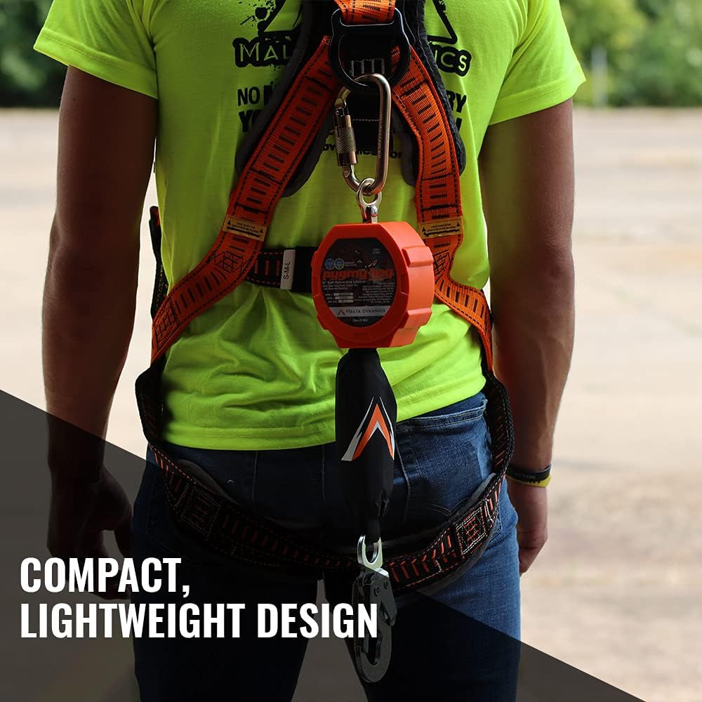 Malta Dynamics Pygmy Hog 11-Foot Web Self-Retracting Lifeline with Steel Snap Hook, OSHA/ANSI Compliant