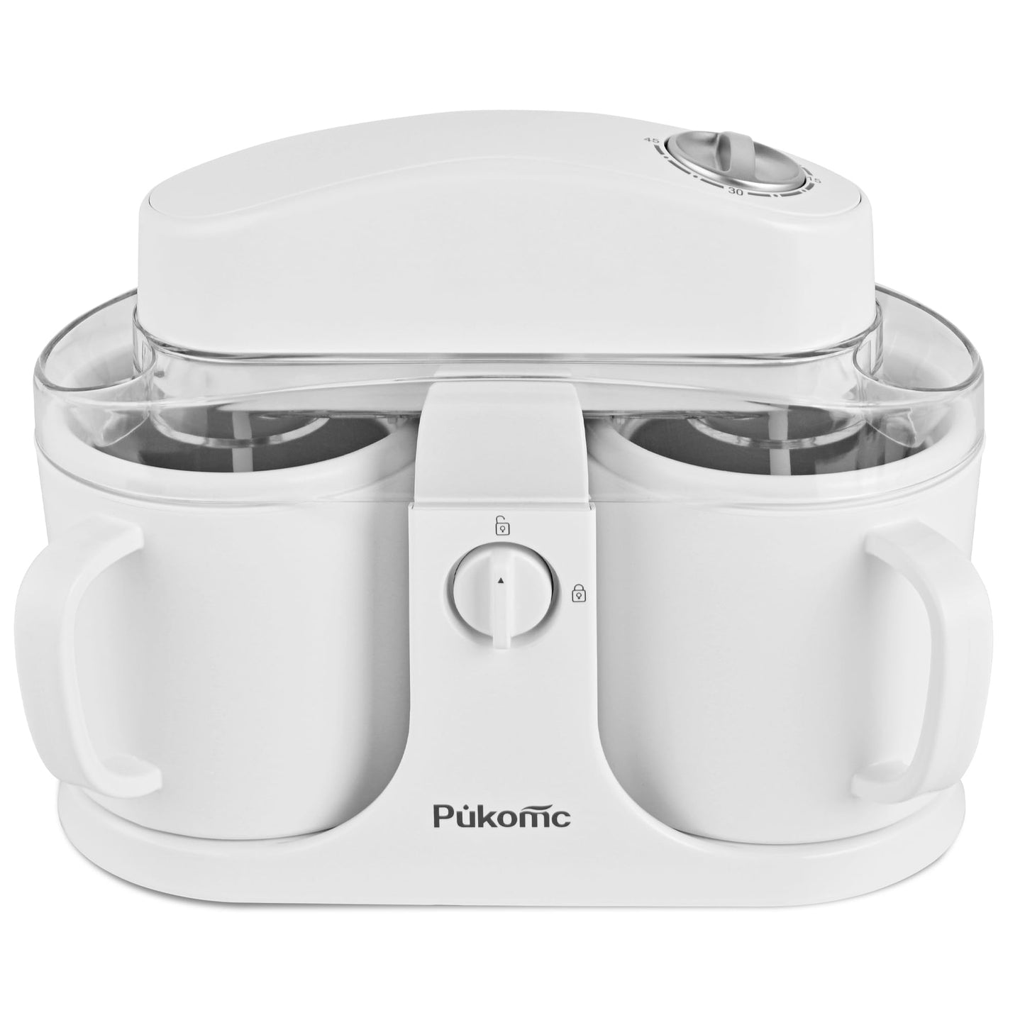 Pukomc Ice Cream Maker Machine for Home Use, with Two Ice Cream Bowls,Simple Operation and Easy to Clean,White