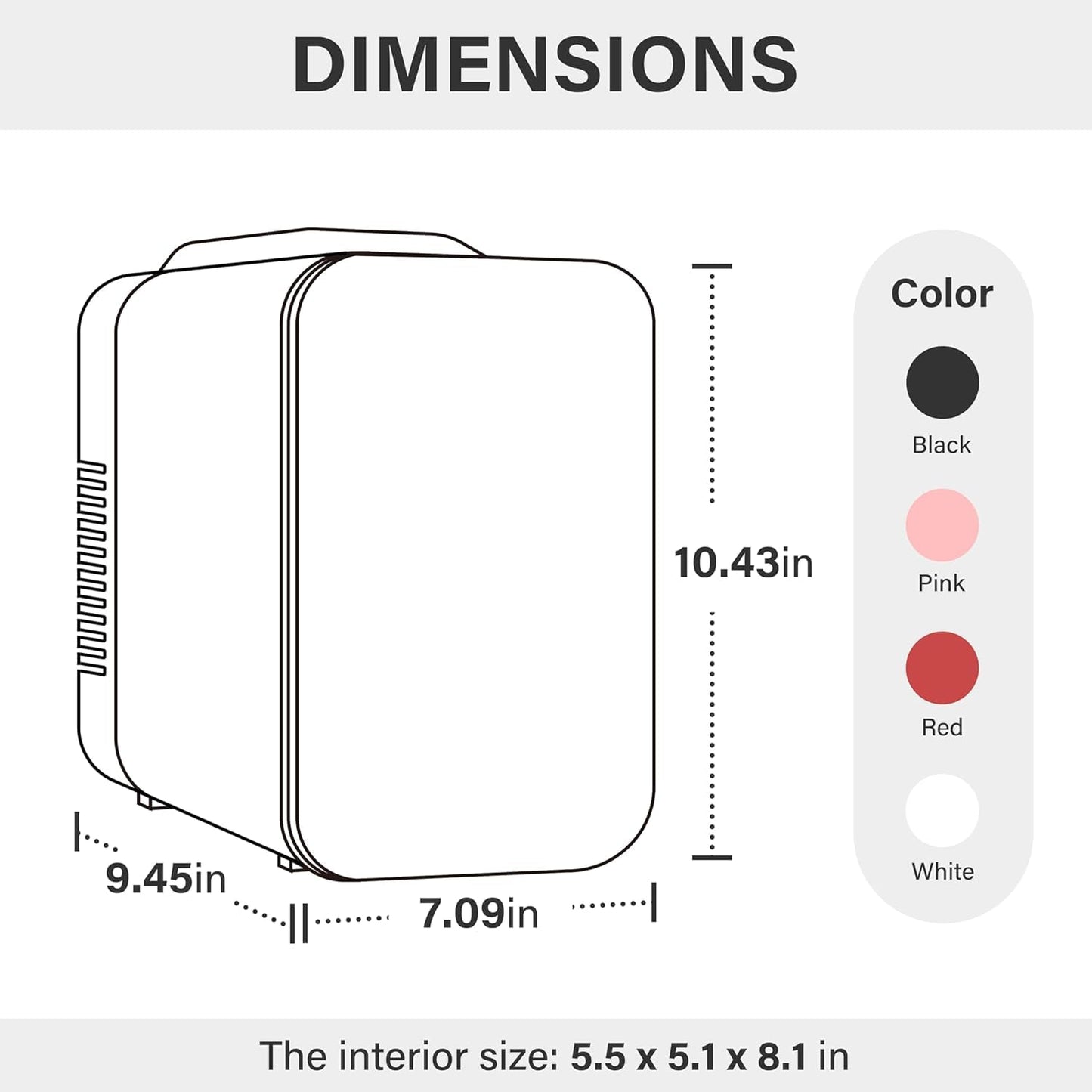 Simple Deluxe Mini Fridge, 4L/6 Can Portable Cooler & Warmer Freon-Free Small Refrigerator, Provide Compact Storage for Skincare, Beverage, Food, Cosmetics, for Bedroom, Office, Dorm, White