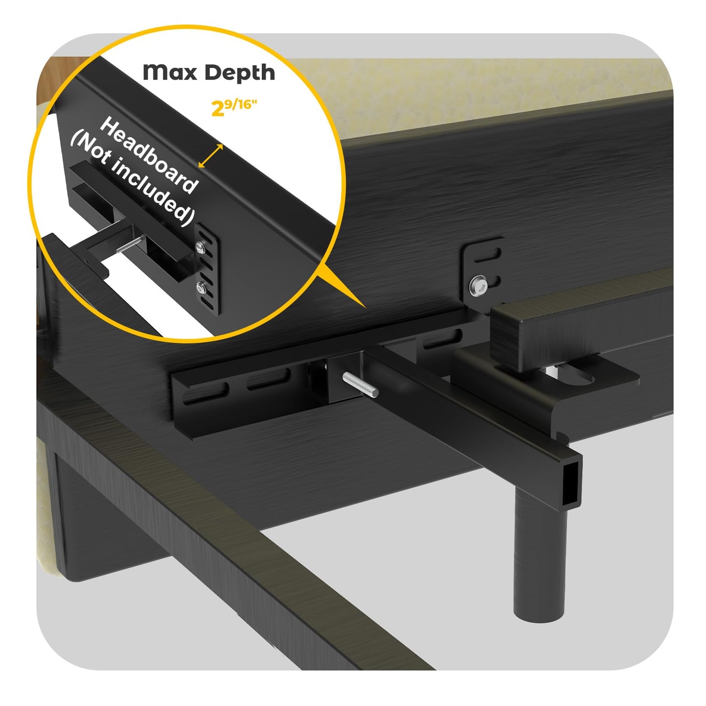 Headboard Brackets for Metal Bed Frame, Universal Adjustable Brackets for Headboard with Footboard Extension Kit Fit Twin Full Queen King, Matte Black 2 Packs