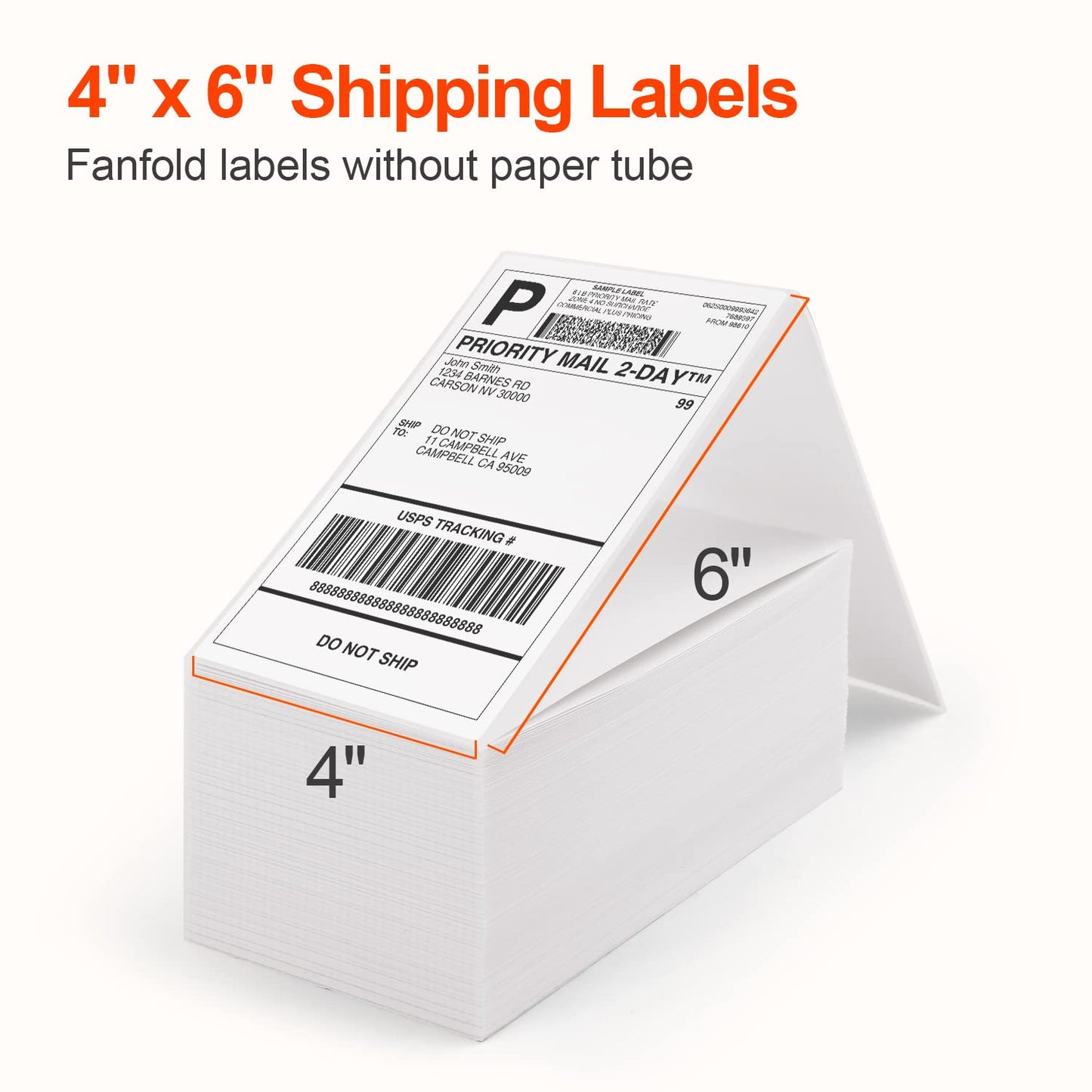 MiroCaro 4" x 6" Shipping Labels for Thermal Printer, Fan-Fold Postage Thermal Labels, Mailing Labels for Packages (4 Stacks, 2000 Labels)