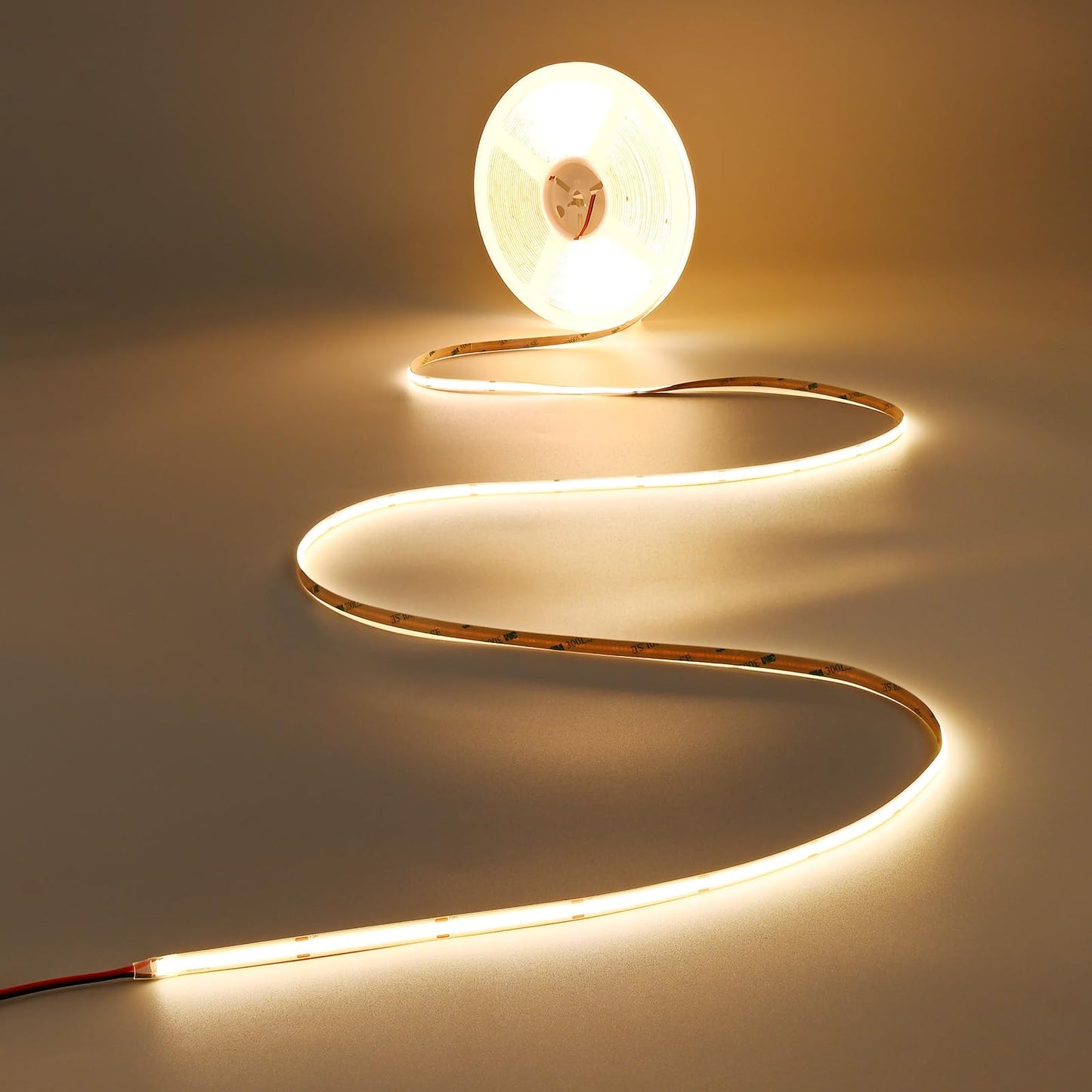 JOYLIT 49.2FT/15M COB LED Strip Lights 24V 3000K Warm White Indoor, 480LEDs/M High Density Spotless CRI 90+ Dimmable Flexible Tape Light for Bedroom, Cabinets, Retail (Power Supply Not Included)