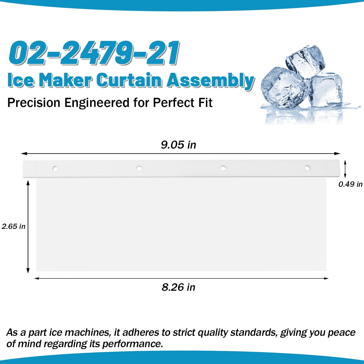 02-2479-21 Ice Maker Curtain Assembly with Top Bracket, for Scotsman DC33 DCE33 Ice Machines, Durable OEM Replacement Part