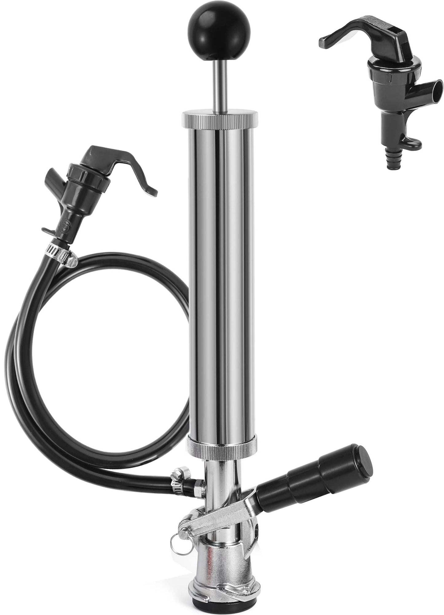 Hilangsan 8” Keg Tap Beer Keg Party Pump, D System Beer Taps for Kegs, Kegerator Tap Stainless Steel Probe Coupler Beer Tap with Beer Line Faucet Hose Clamps for US Sankey Homebrew