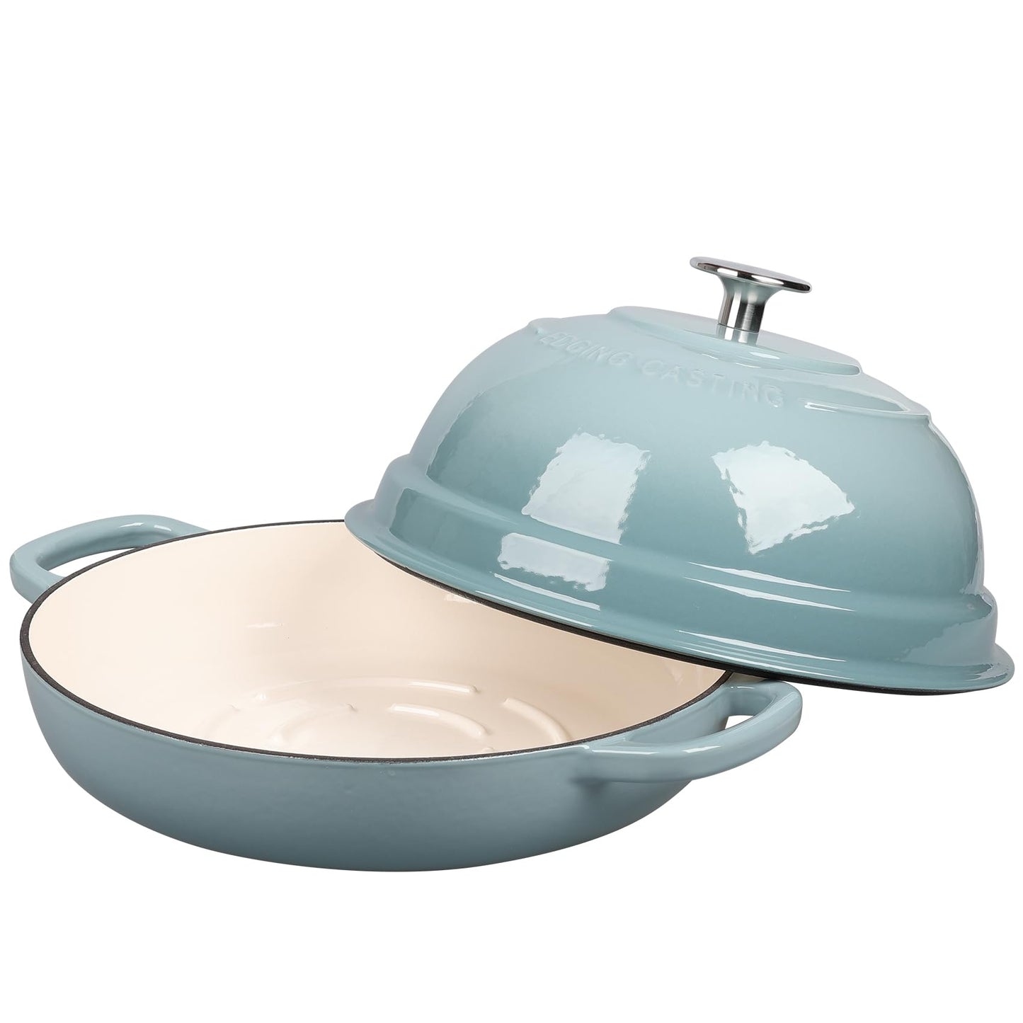 EDGING CASTING Enameled Cast Iron Dutch Oven Pot with Lid, Round Bread Oven for Homemade Sourdough Bread Baking, 6 Quart, Seasalt