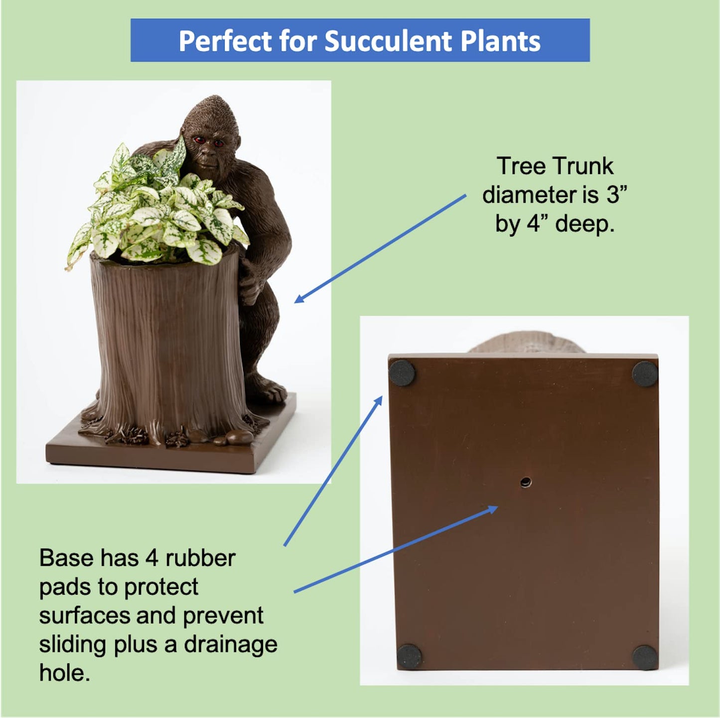 Bigfoot Pen Holder and Pencil Holder for Desk – Sasquatch Makeup Brush and Toothbrush Holder – Wood Ape Succulent Pot and Planter for Indoor Plants – Bigfoot Gifts and Merchandise for Believers
