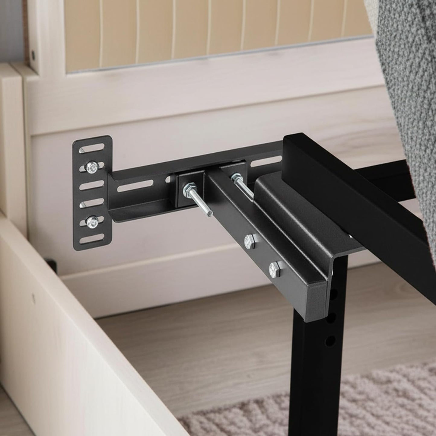 2 Pack Adjustable Headboard Brackets for Bed Base, Metal Headboard Brackets kit for Bed Frame, Black Footboard Extension Kit Compatible with Twin Full Queen King Bed