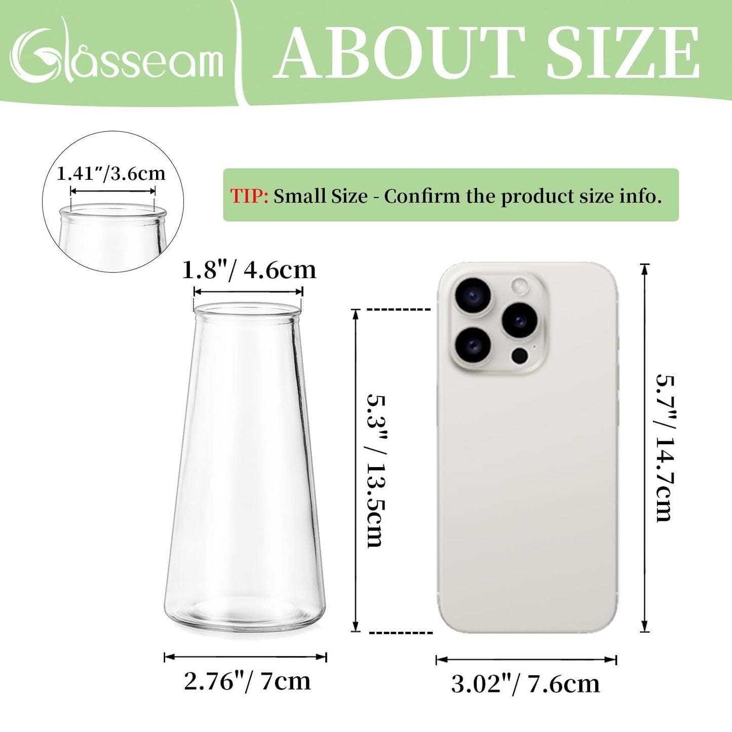 Glasseam Clear Flower Vases for Centerpieces: Modern Glass Vase Set of 12 for Wedding Party Centerpiece Home Table Decor 5.5In Small Bud Vases for Flowers Rose Tulip Stems