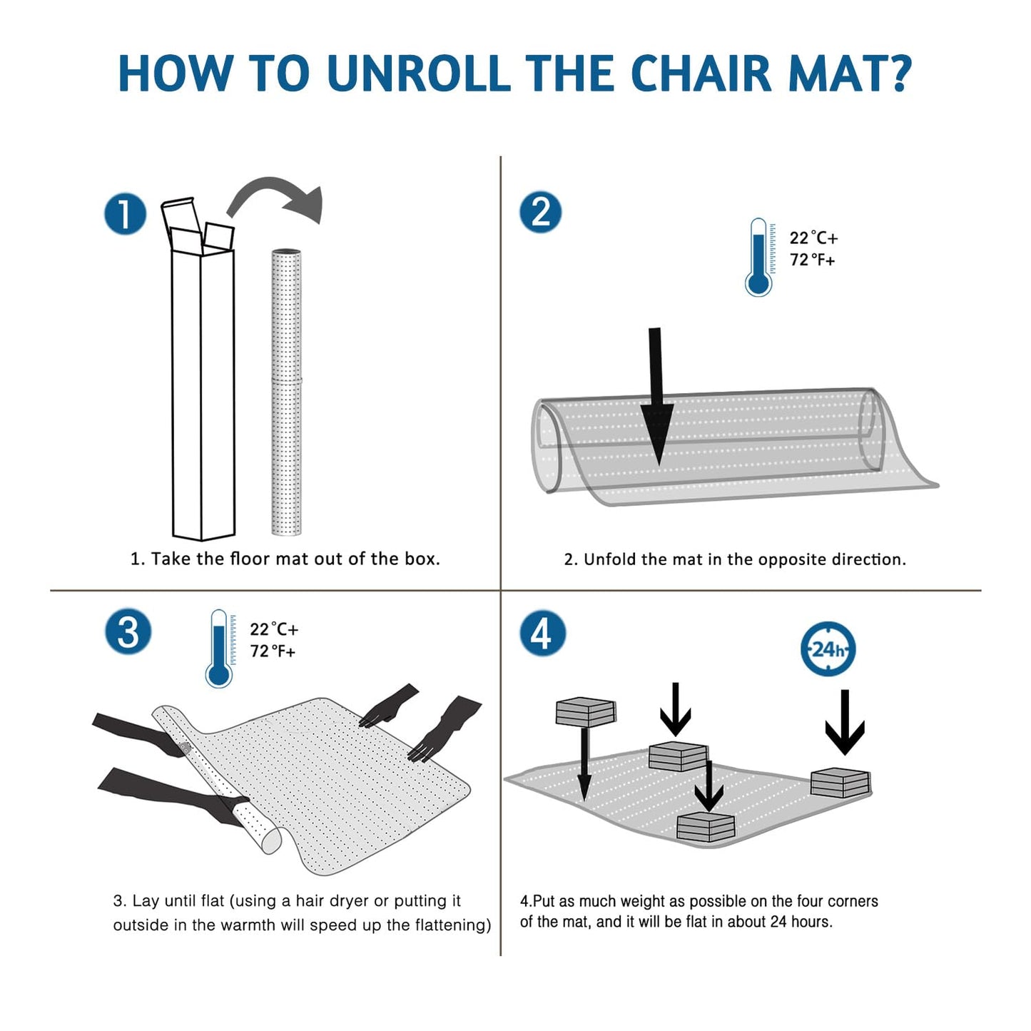 Futurwit Office Chair Mat for Carpet, 36" x 48" Low Pile Carpet Protector Mat for Office Chair, Under Desk Office Mats for Rolling Chairs, Easy Glide, Rectangle