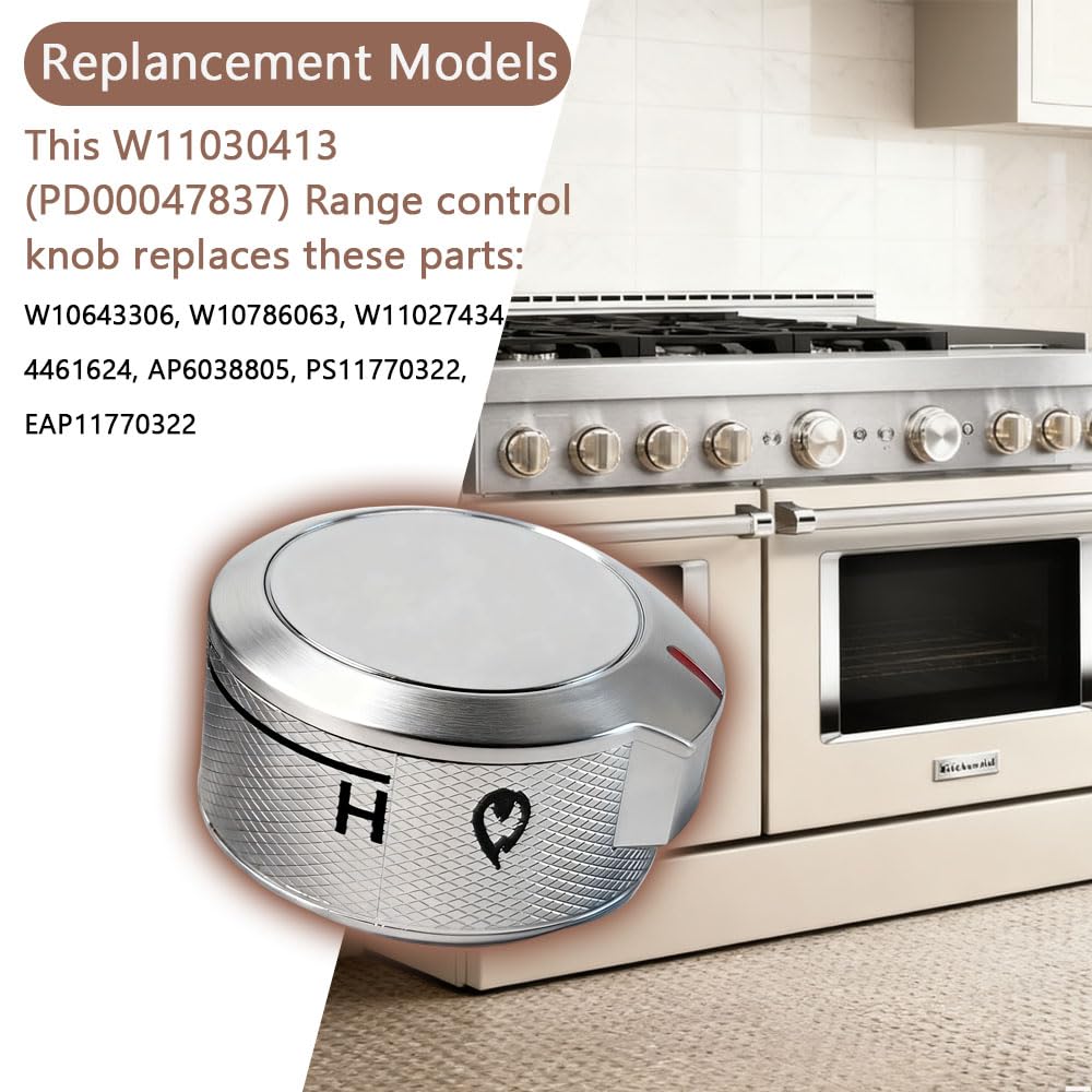 Fuziddn Stove Control Knob 5-Pack - Replacement for Whirlpool & KitchenAid Stoves, Fits Models W11030413 W10643306 W10786063 W11027434 4461624 AP6038805 PS11770322 EAP11770322